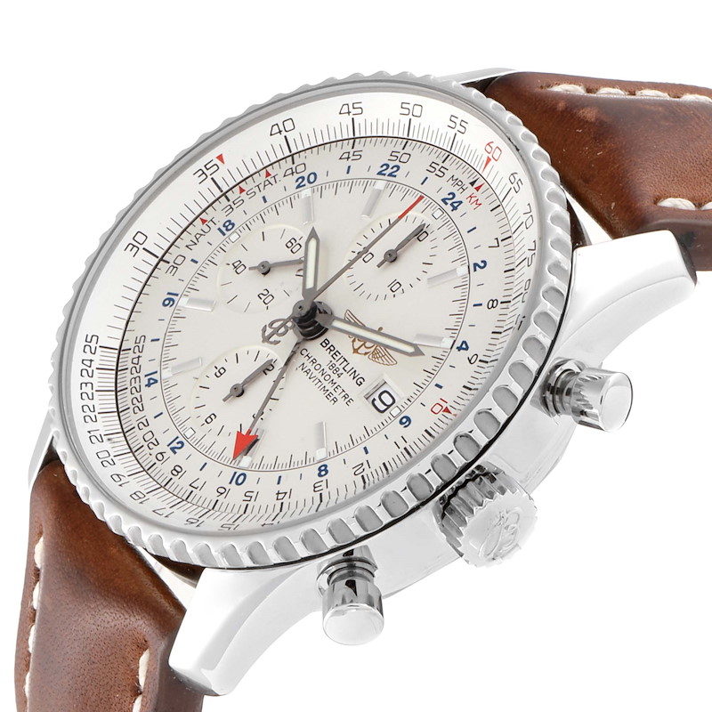 Breitling Navitimer World GMT White Dial Steel Mens Watch A24322 ...