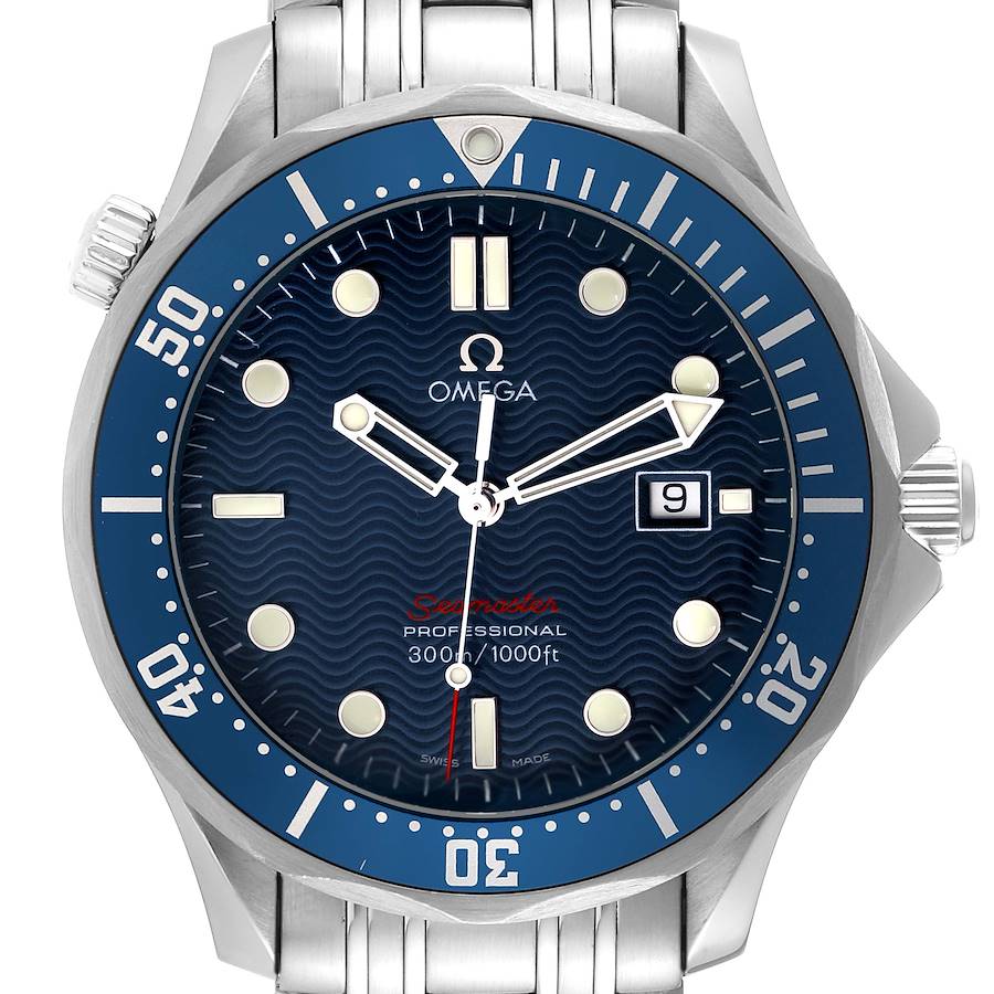 Omega Seamaster Bond 300M Blue Dial Steel Mens Watch 2221.80.00 Box Card SwissWatchExpo
