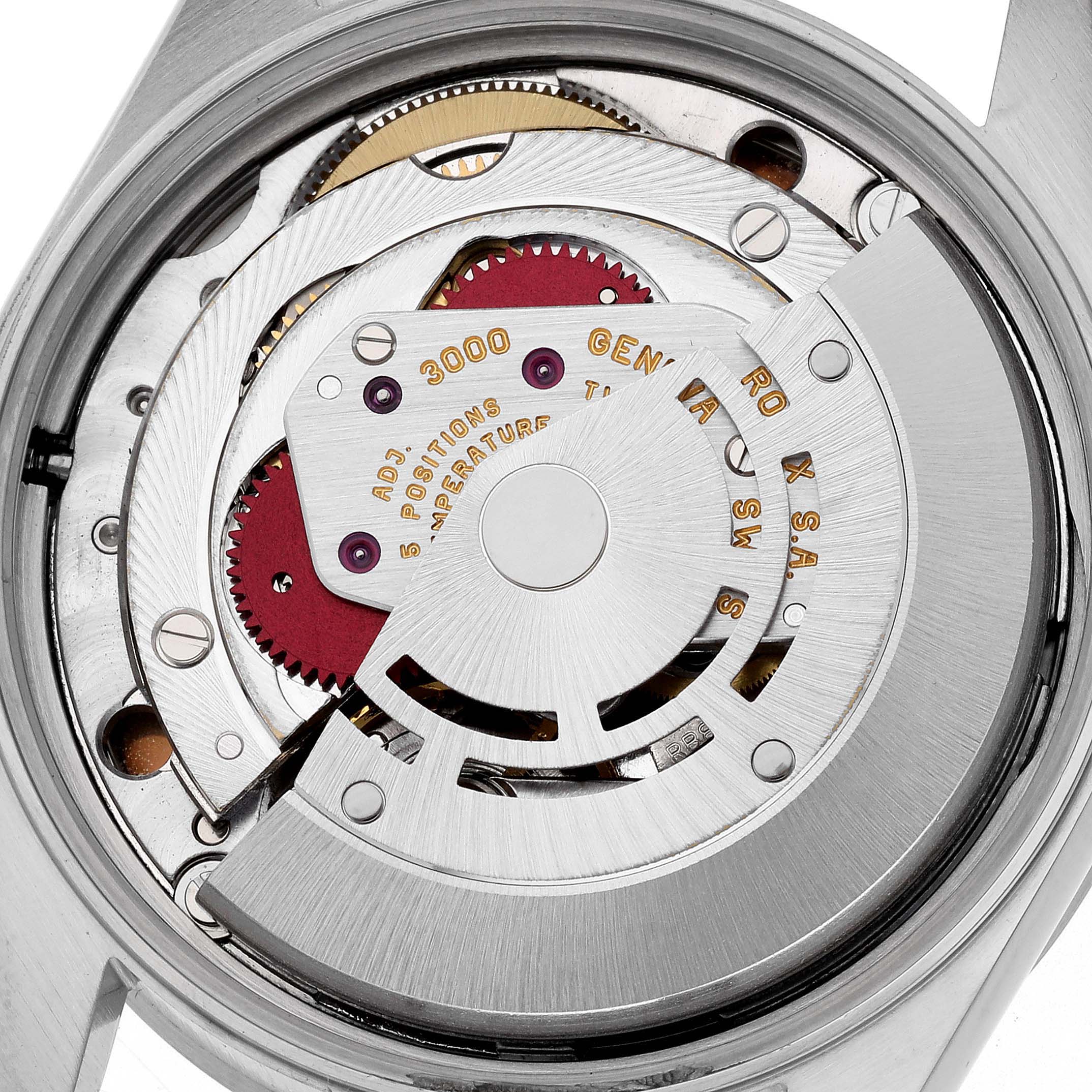 The image shows the internal mechanical movement of the Rolex Air-King 14010 Men's Stainless Steel Silver Dial 14010 Men's Stainless Steel Silver Dial watch from a rear angle.