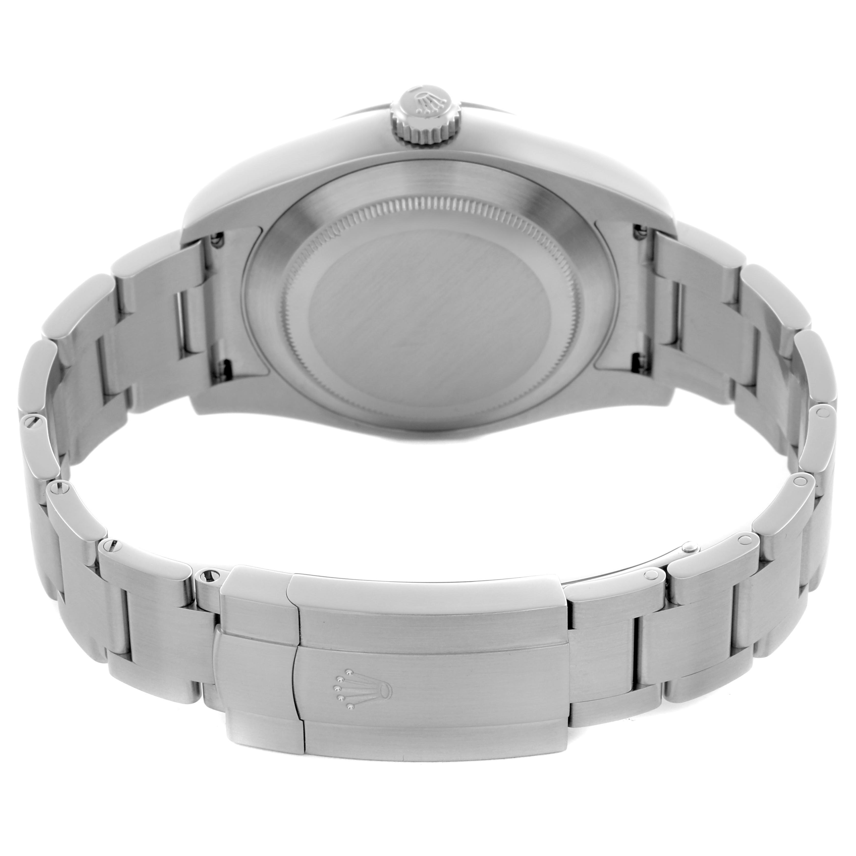 The image shows the back and clasp of a Rolex Air-King 116900 Men's Stainless Steel Black Dial 116900 Men's Stainless Steel Black Dial watch at a rear angle.