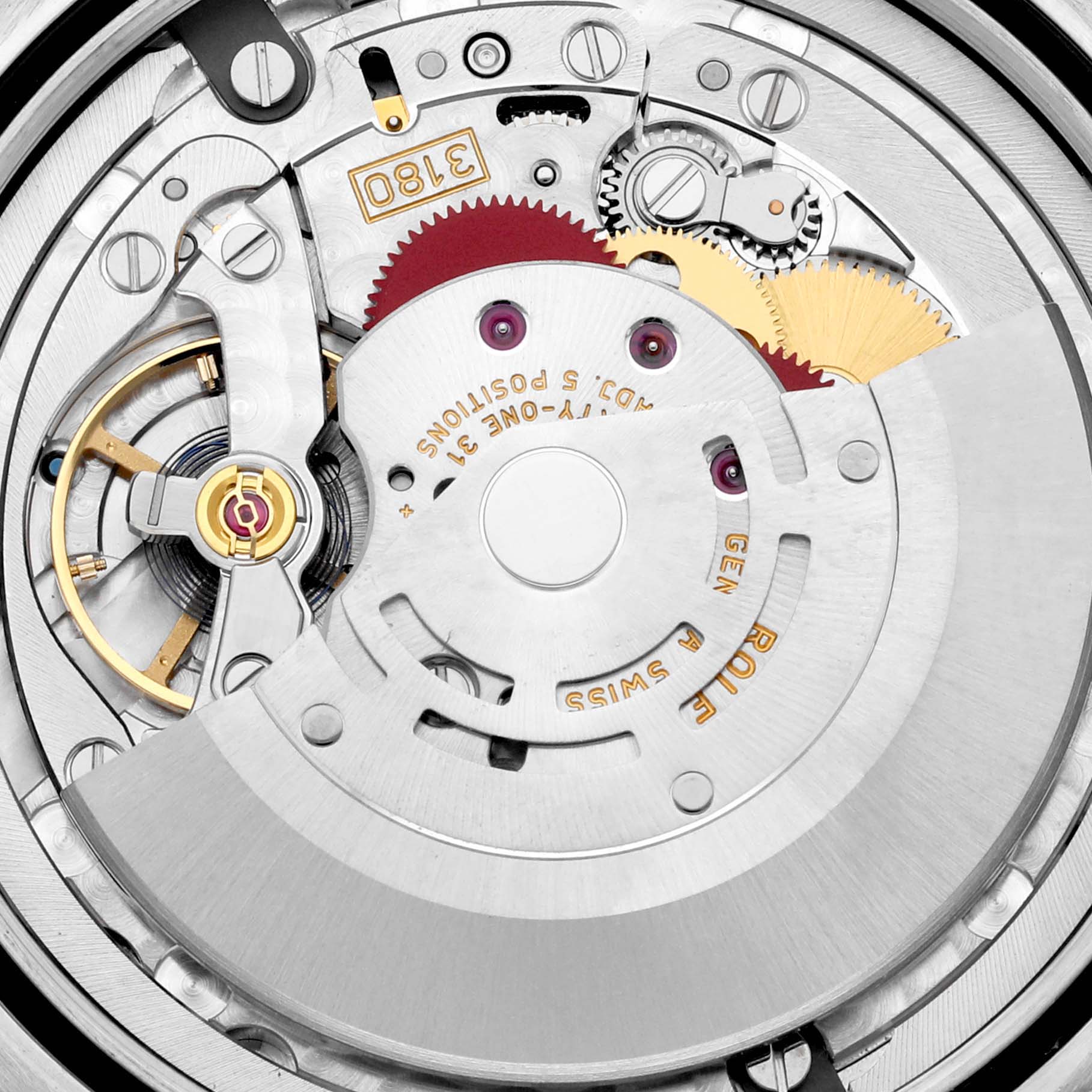 The image shows a close-up view of the Rolex Cellini 50529 Men's White Gold Silver Dial 50529 Men's White Gold Silver Dial watch's internal movement mechanisms.