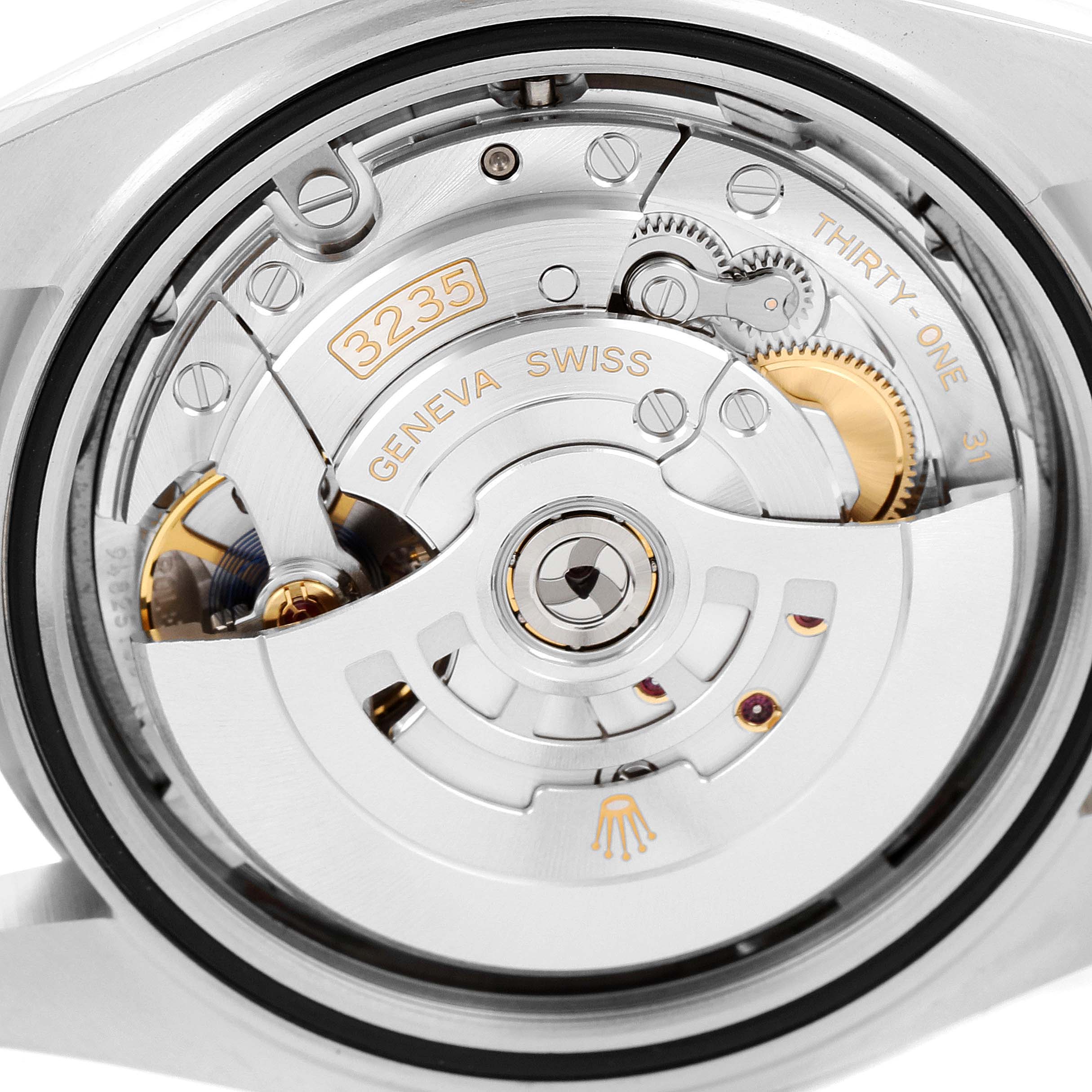 This image shows the movement and internal mechanism of the Rolex Datejust 41 126334 Men's Stainless Steel Grey Dial 126334 Men's Stainless Steel Grey Dial model, viewed from the back.