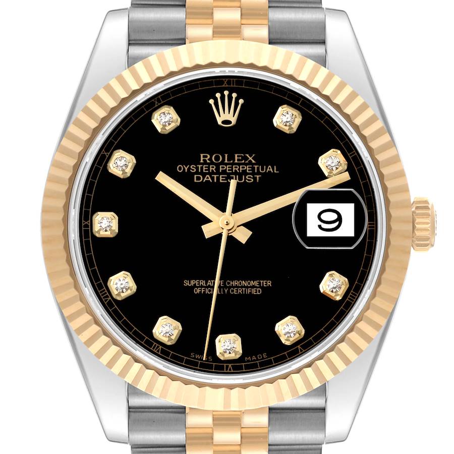 Rolex Datejust 41 Steel Yellow Gold Diamond Dial Mens Watch 126333 Card SwissWatchExpo