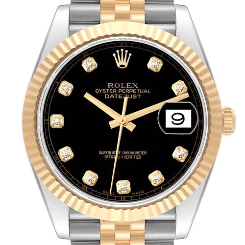 Photo of Rolex Datejust 41 Steel Yellow Gold Diamond Dial Mens Watch 126333 Card
