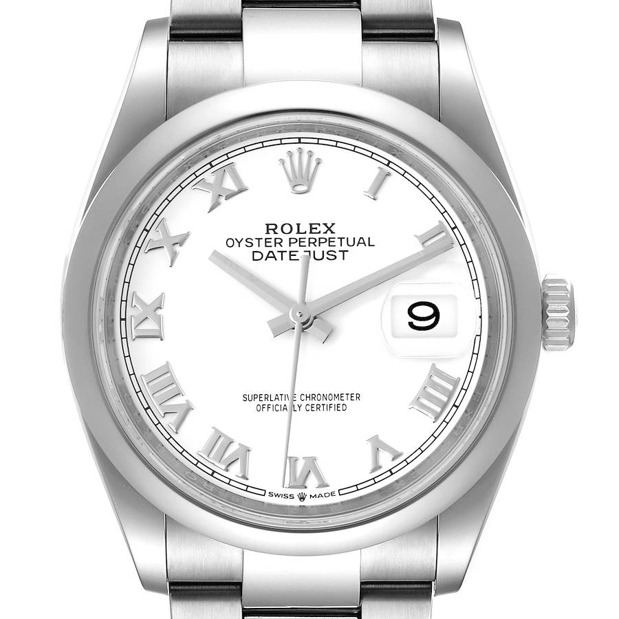 Rolex Datejust White Dial Oyster Bracelet Steel Mens Watch 126200 Unworn SwissWatchExpo