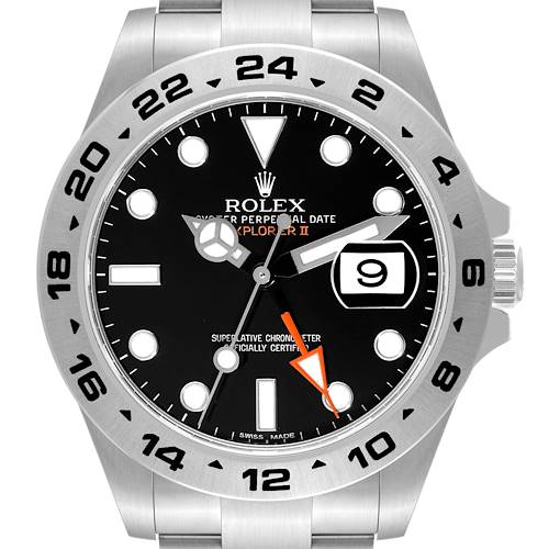 Photo of Rolex Explorer II 42 Black Dial Orange Hand Steel Mens Watch 216570 Box Card