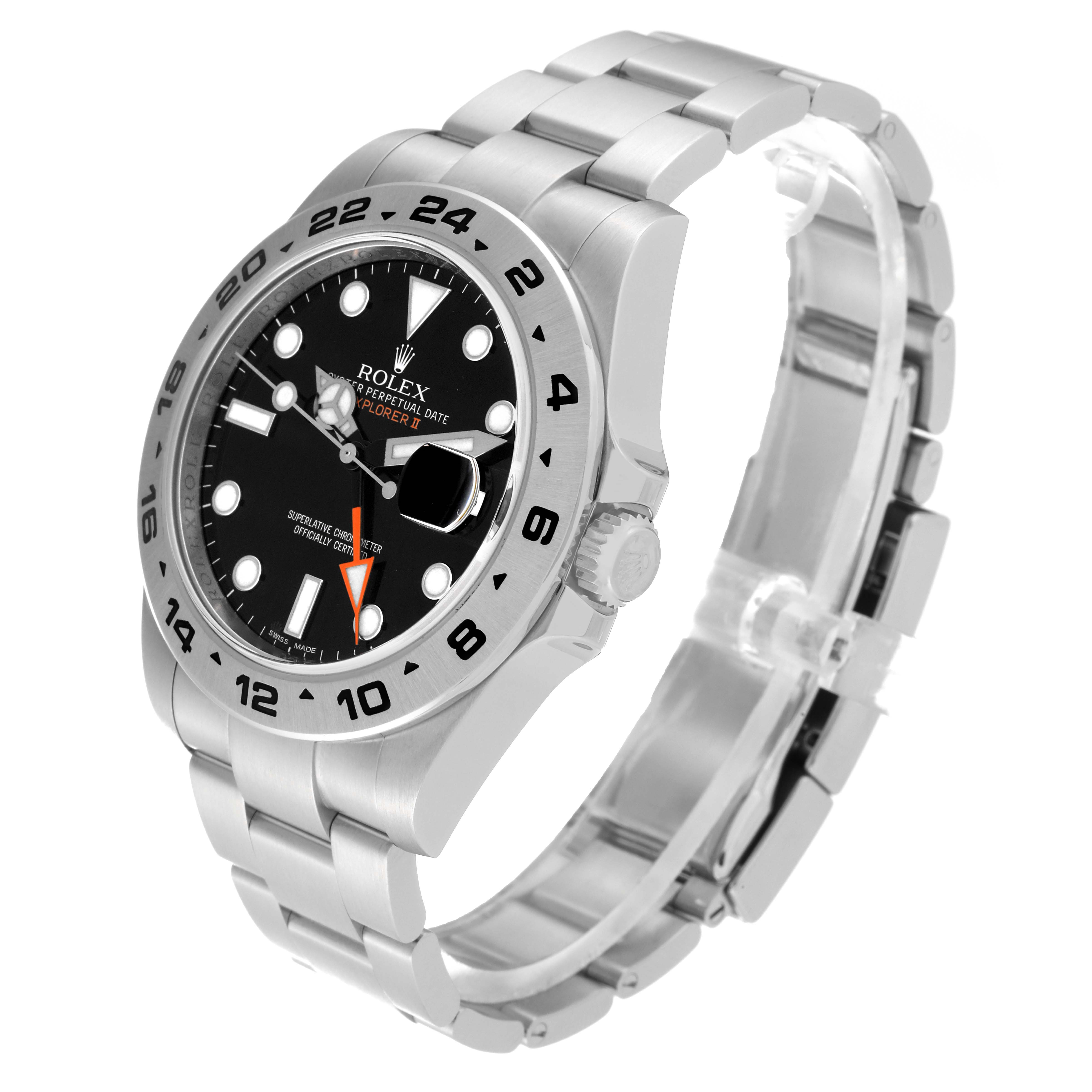 The image shows a side angle of the Rolex Explorer 216570 Men
s Stainless Steel Black Dial 216570 Men
s Stainless Steel Black Dial watch, highlighting the bezel, dial, and stainless steel bracelet.