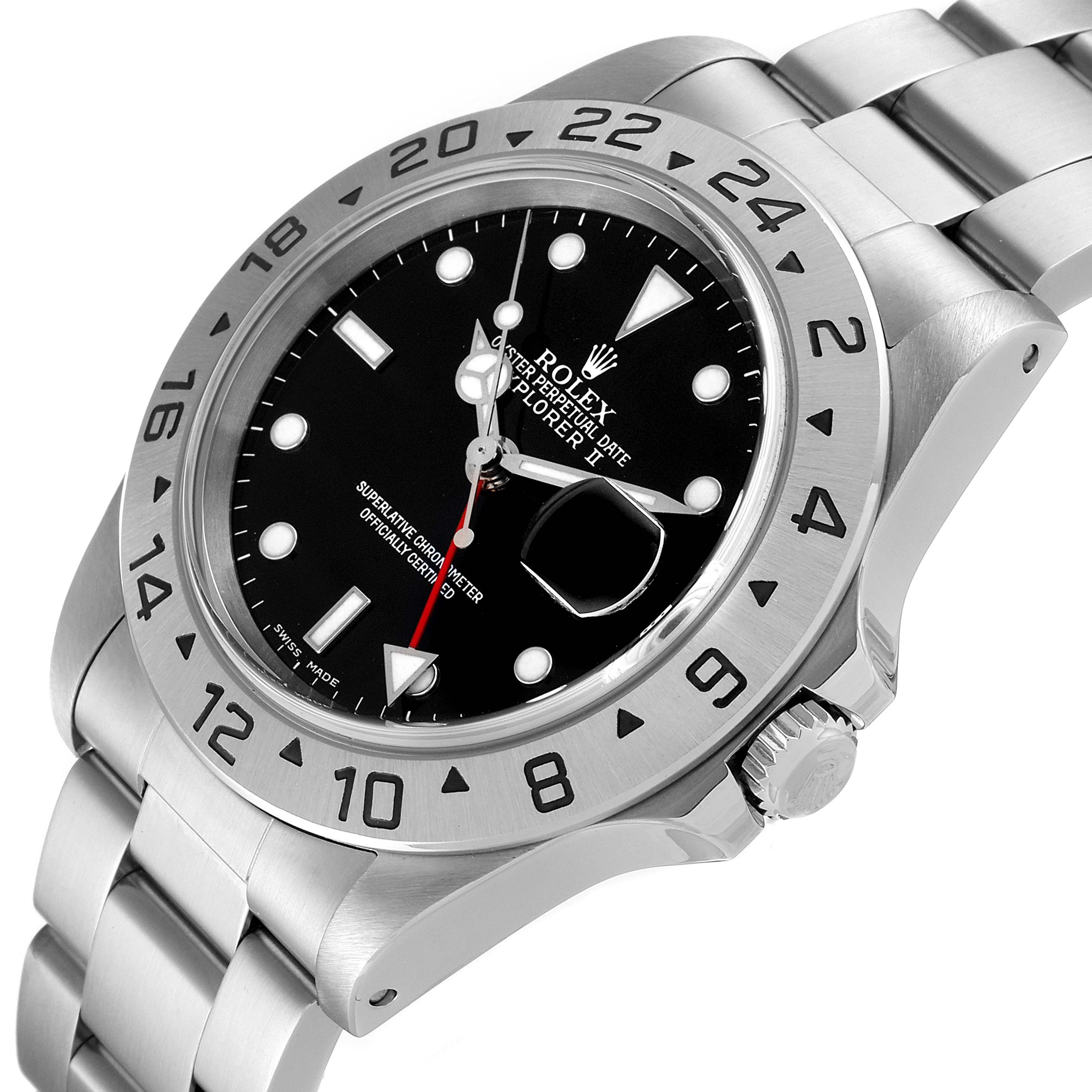 The image shows a Rolex Explorer 16570 Men's Stainless Steel Black Dial 16570 Men's Stainless Steel Black Dial model watch from an angled view focusing on the dial, bezel, and bracelet.