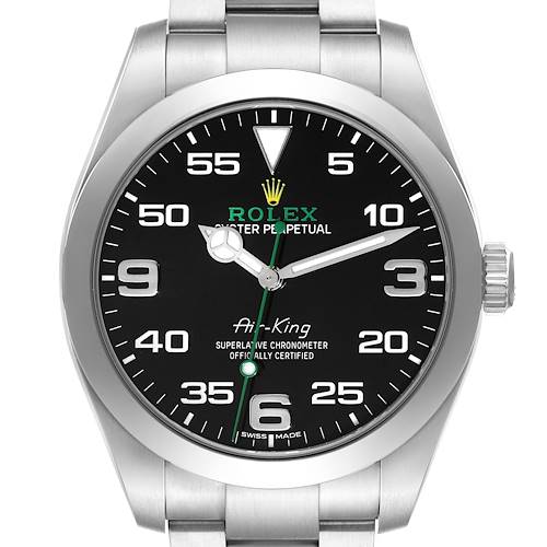 Photo of Rolex Oyster Perpetual Air King Green Hand Steel Mens Watch 116900 Card