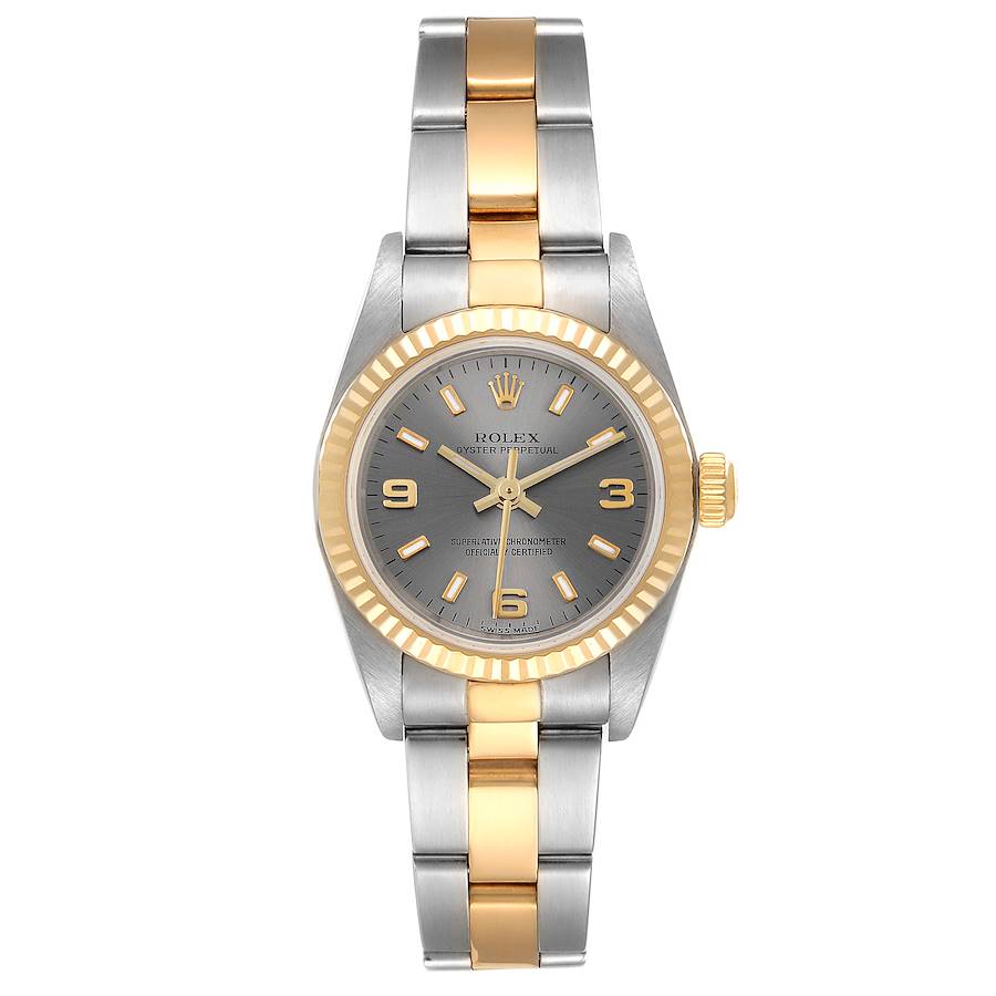Rolex Oyster Perpetual Slate Dial Steel Yellow Gold Ladies Watch 76193 SwissWatchExpo