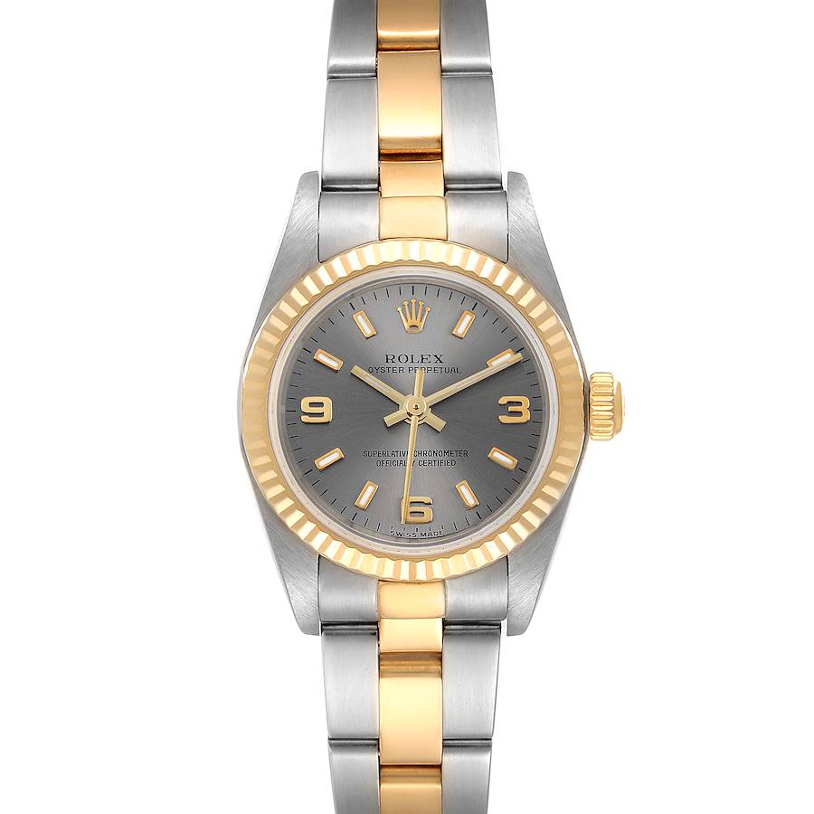 ROLEX OYSTER PERPETUAL LADY 76193 6コマ Rolex 76193 Oyster Perpetual 24mm, Black Dial, Fluted Bezel