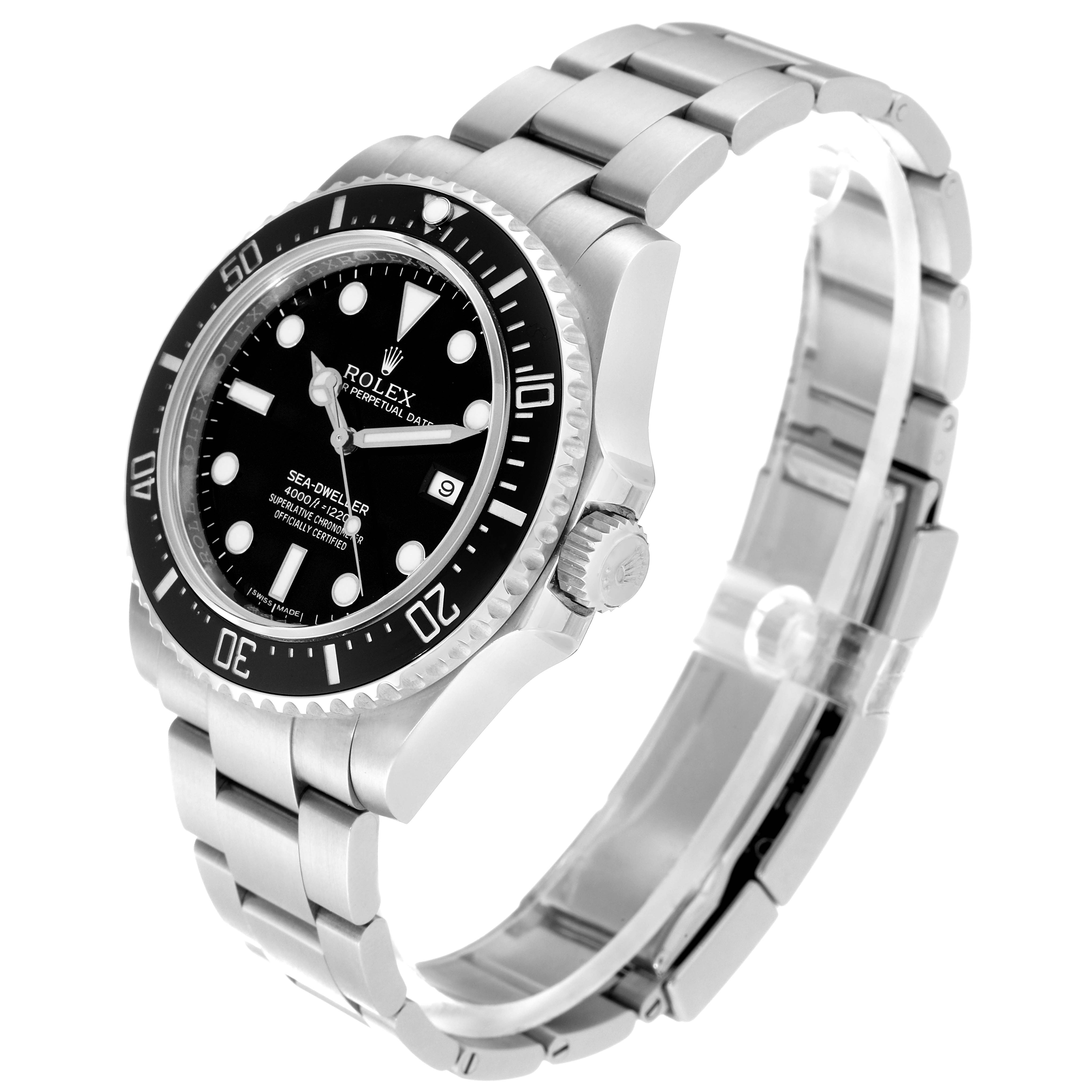 The image shows a Rolex Sea-Dweller 116600 Men's Stainless Steel Black Dial 116600 Men's Stainless Steel Black Dial watch at a slight angle, displaying the face, bezel, and bracelet in detail.