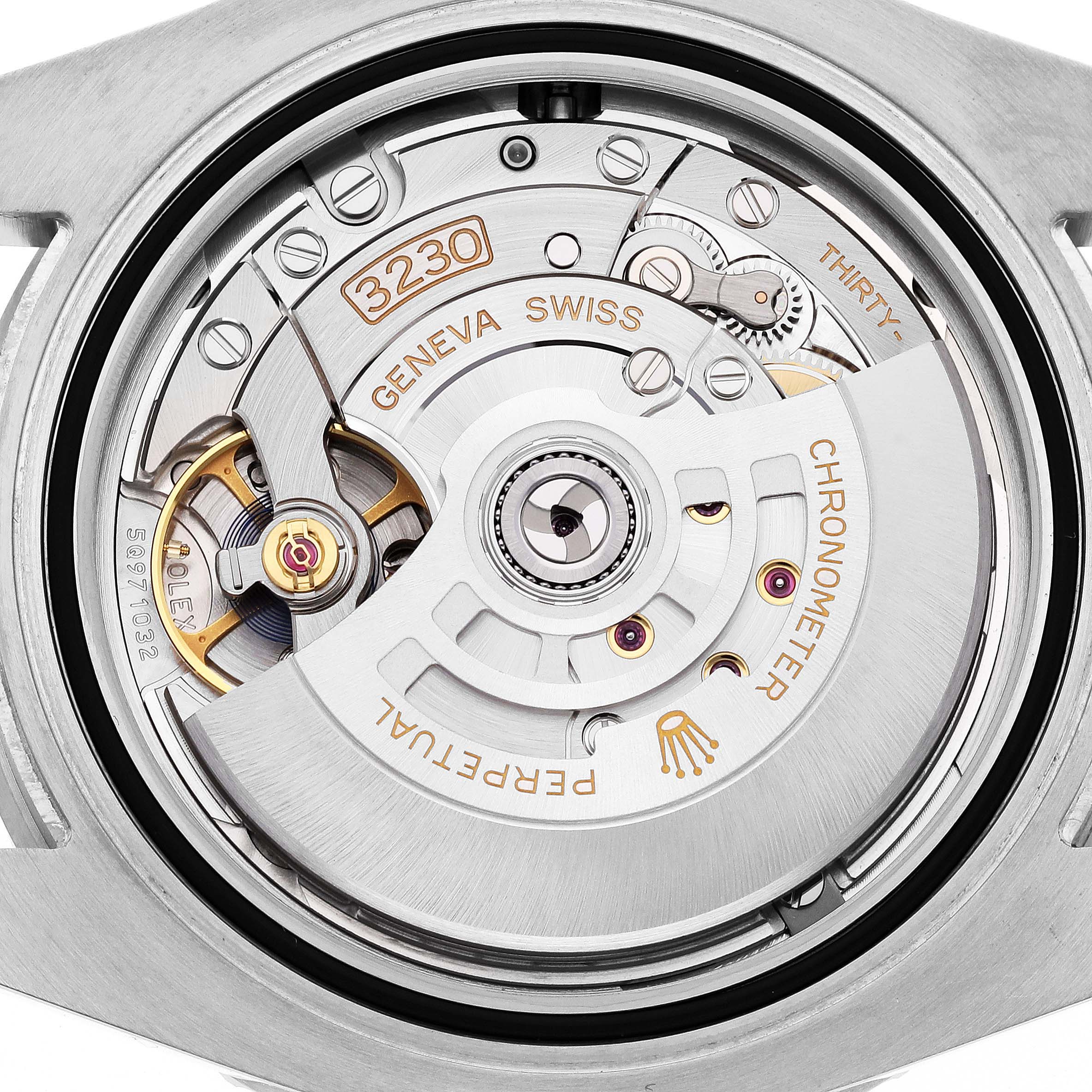 This image shows the internal movement mechanism of a Rolex Submariner 124060 Men's Stainless Steel Black Dial 124060 Men's Stainless Steel Black Dial watch, viewed from the back.