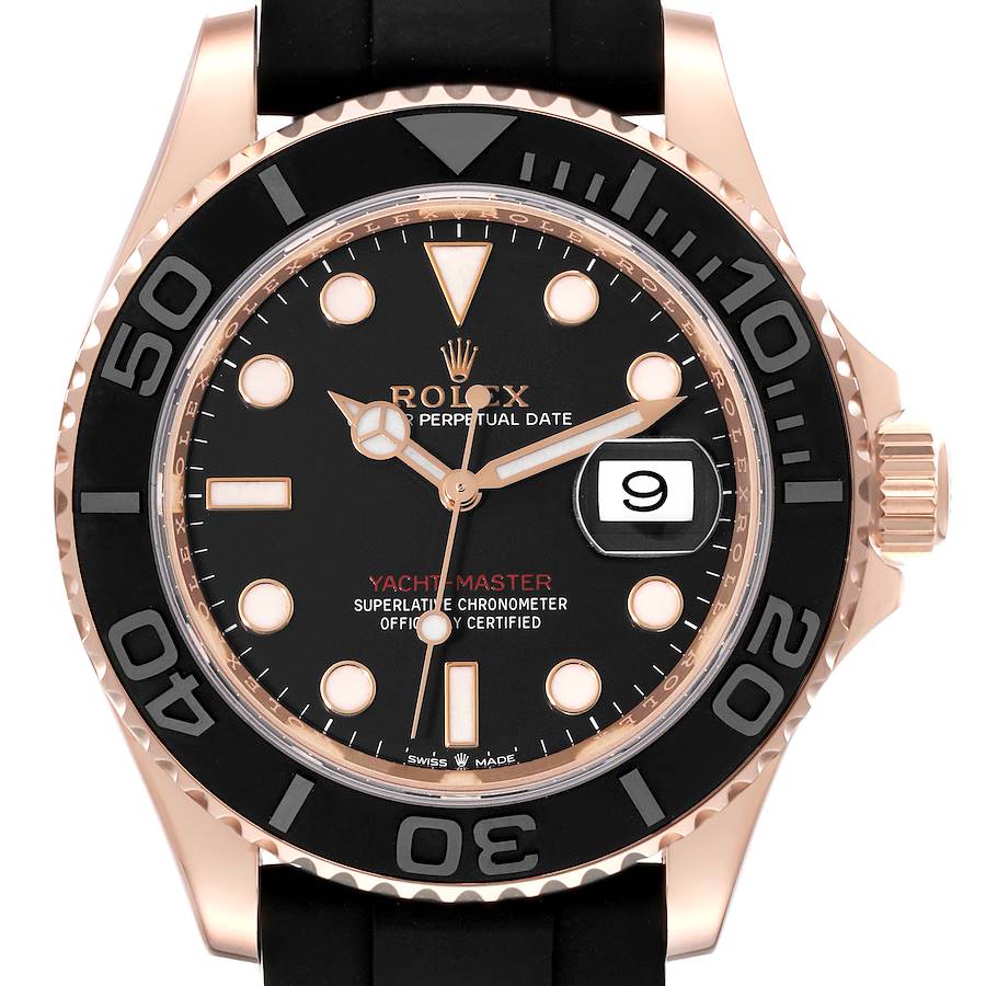 Rolex Yachtmaster 40mm Rose Gold Oysterflex Mens Watch 126655 SwissWatchExpo