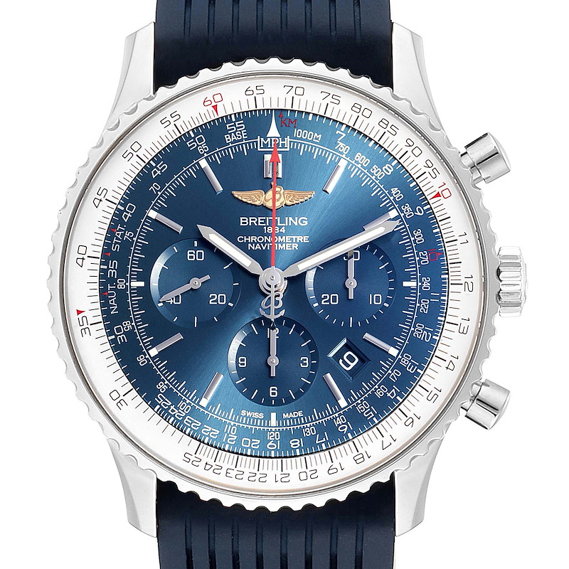 Breitling Navitimer 01 46 Blue Dial Exclusive Edition Watch AB0127 Box Card SwissWatchExpo