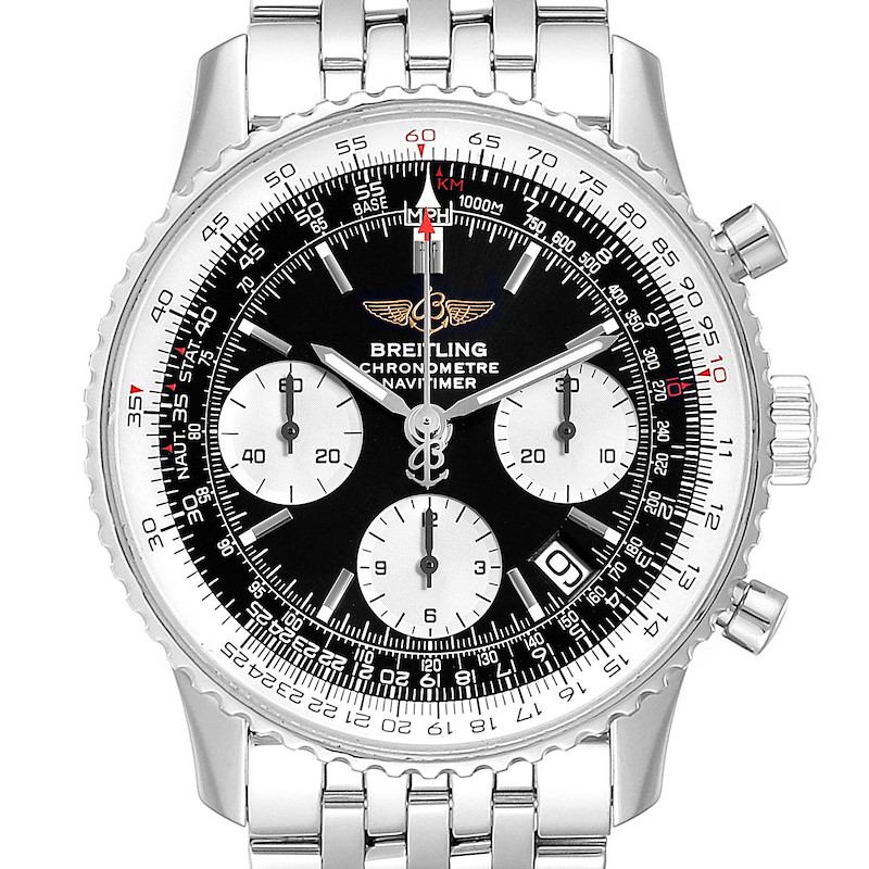 Breitling Navitimer Black Dial Steel Mens Watch A23322 Box Papers SwissWatchExpo