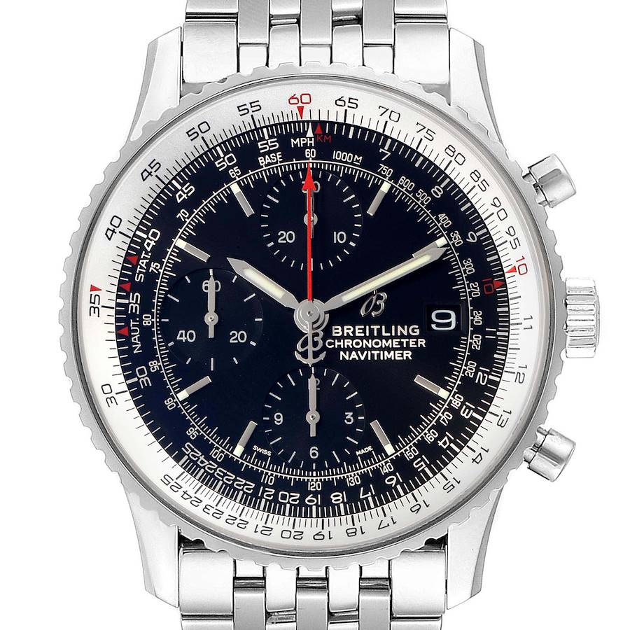 Breitling Navitimer Heritage Black Dial Steel Mens Watch A13324 Box Papers SwissWatchExpo