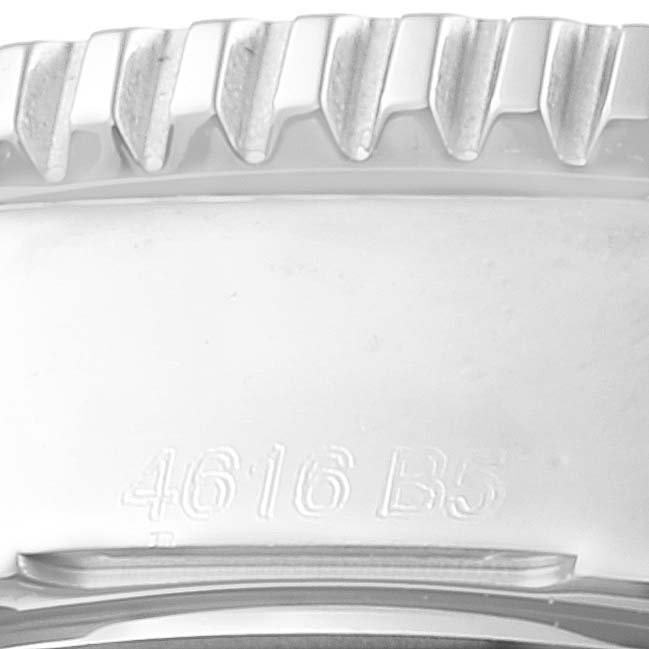 Close-up of the bezel and part of the case, showing model number details, for the Breitling A17312 Women's Stainless Steel White Dial A17312 Women's Stainless Steel White Dial Superocean II Hurricane 36 Ladies Watch A17312.