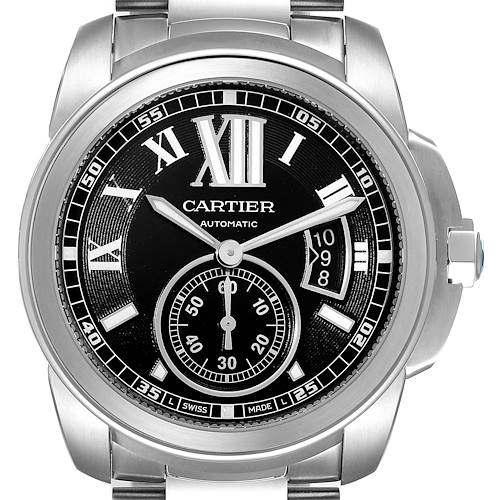 Photo of Calibre De Cartier Stainless Steel Black Dial Mens Watch W7100016