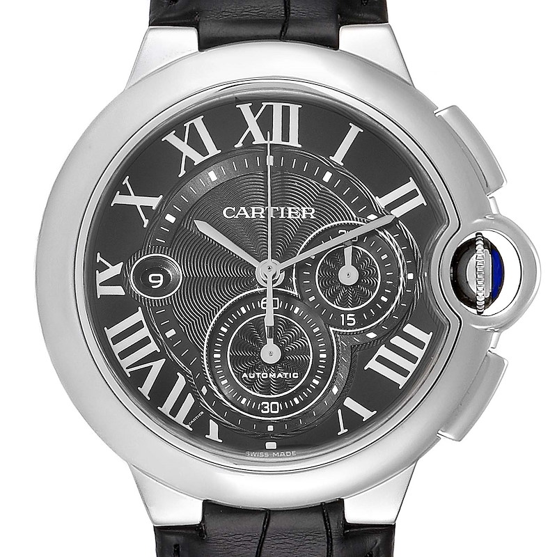 Cartier Ballon Bleu Steel Black Dial Chronograph Mens Watch W6920052 SwissWatchExpo