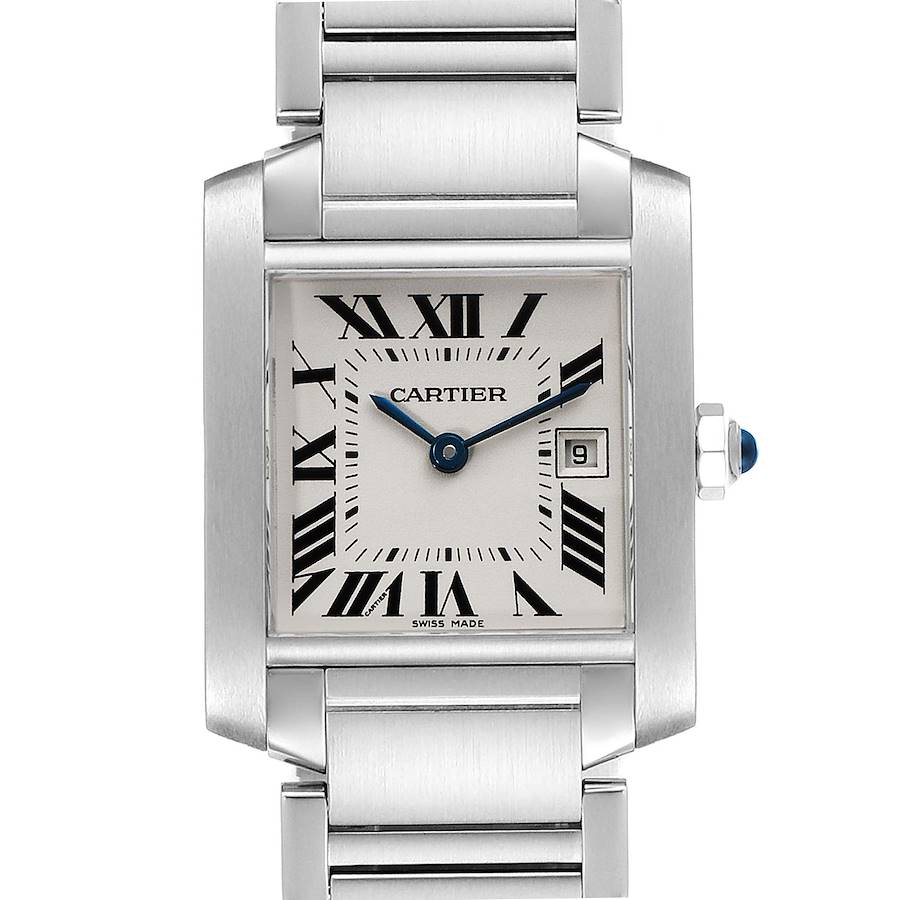 Cartier Tank Francaise Midsize 25mm Ladies Steel Watch W51011Q3 Box Papers SwissWatchExpo