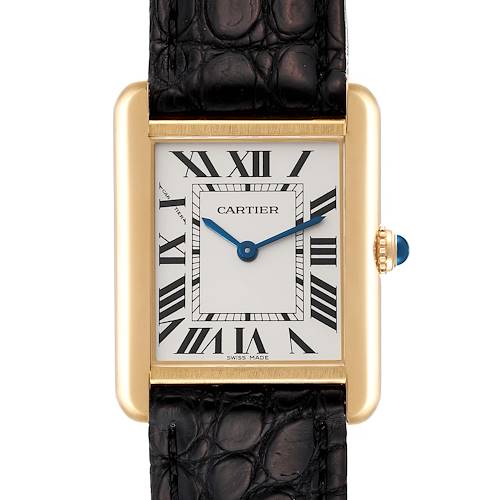 Photo of Cartier Tank Solo Small Yellow Gold Steel Ladies Watch W1018755 Card