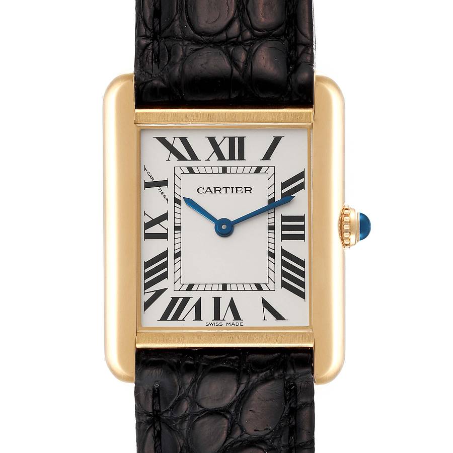 Cartier Tank Solo Small Yellow Gold Steel Ladies Watch W1018755 Card SwissWatchExpo