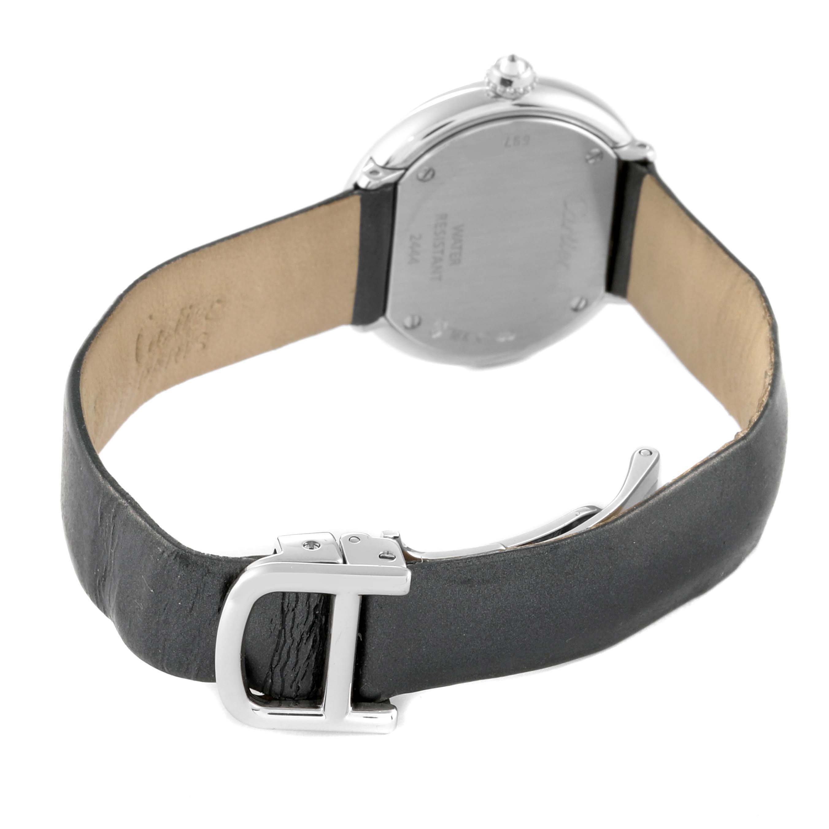 The image shows the back of a Cartier Trinity WG201041 Women's White Gold Silver Dial WG201041 Women's White Gold Silver Dial model watch, highlighting its clasp and metal case.