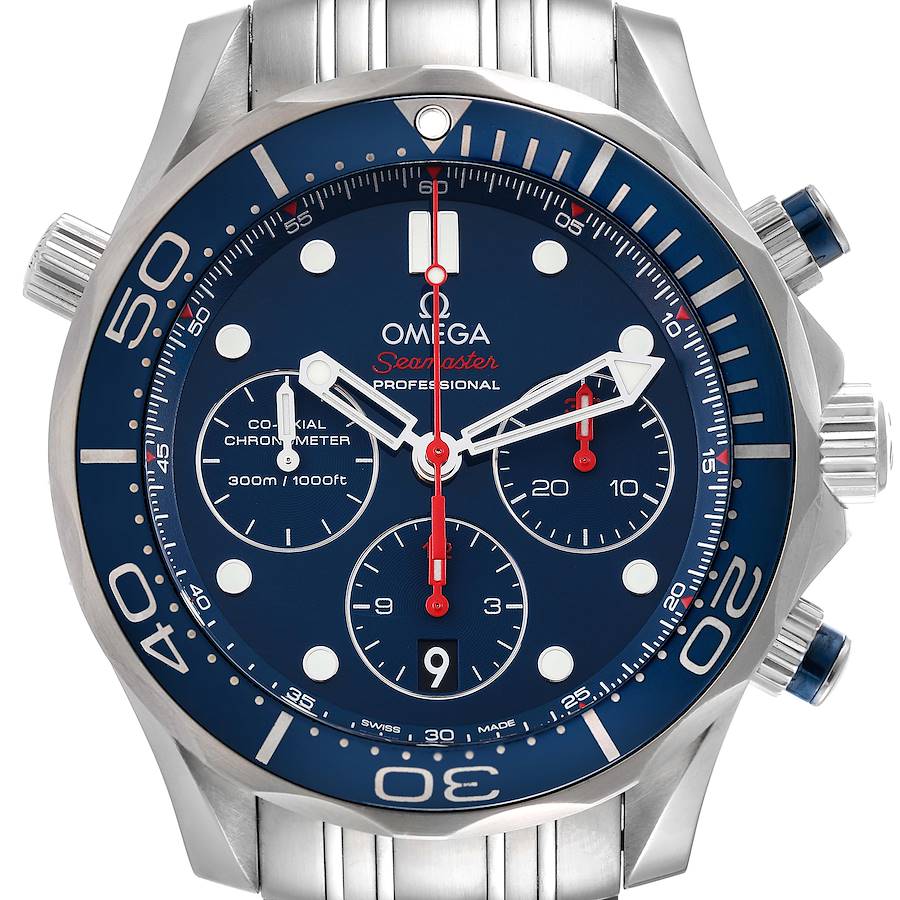 Omega Seamaster Diver Chronograph Steel Mens Watch 212.30.44.50.03.001 Box Card SwissWatchExpo