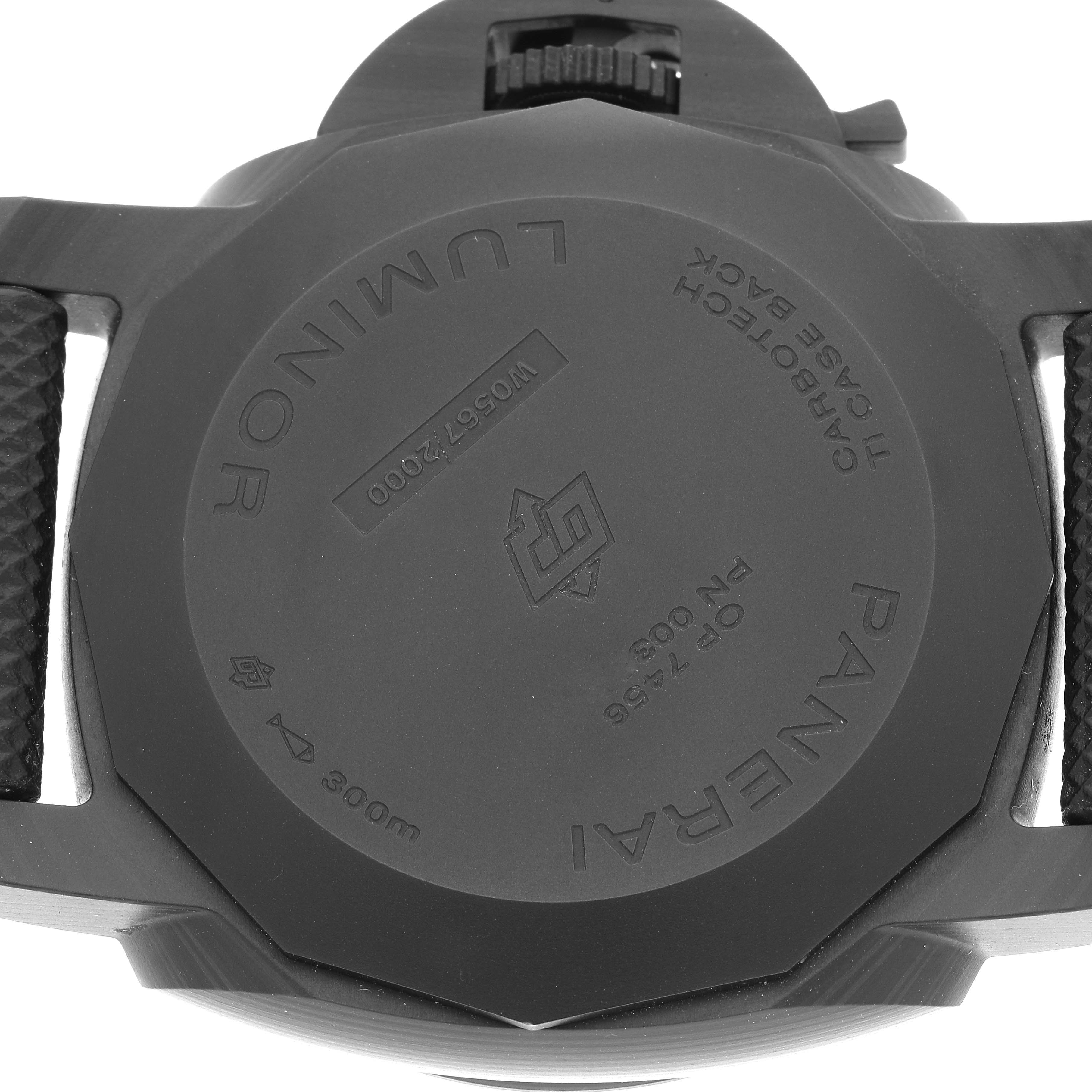 The image shows the back case of a Panerai Luminor PAM01661 Men's Ceramic Black Dial PAM01661 Men's Ceramic Black Dial watch, highlighting the text and engraving details.