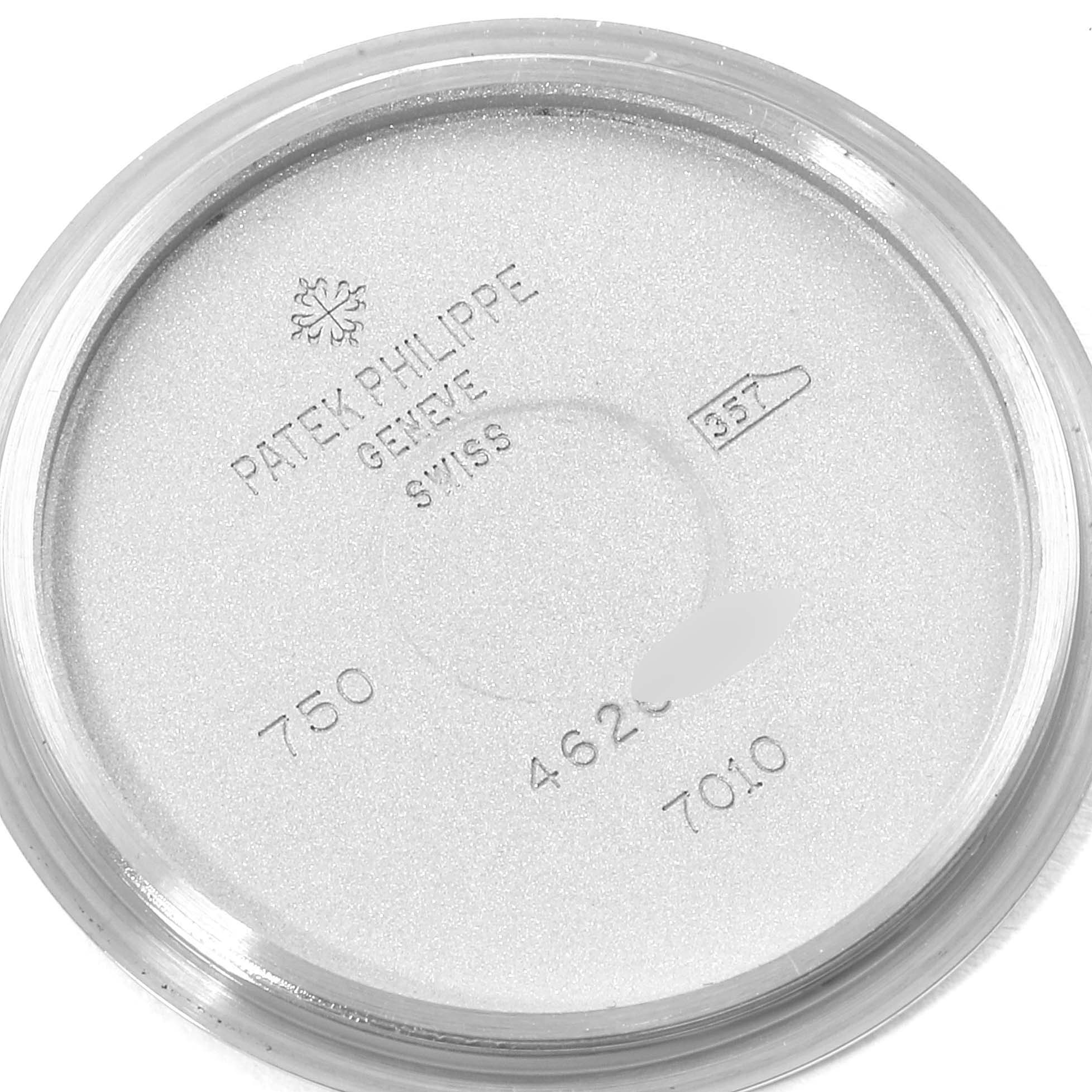 The image shows the inside case back of the Patek Philippe Nautilus 7010G Women's White Gold Grey Dial 7010G Women's White Gold Grey Dial watch.