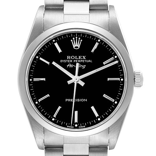 Photo of Rolex Air King 34mm Black Dial Smooth Bezel Steel Mens Watch 14000