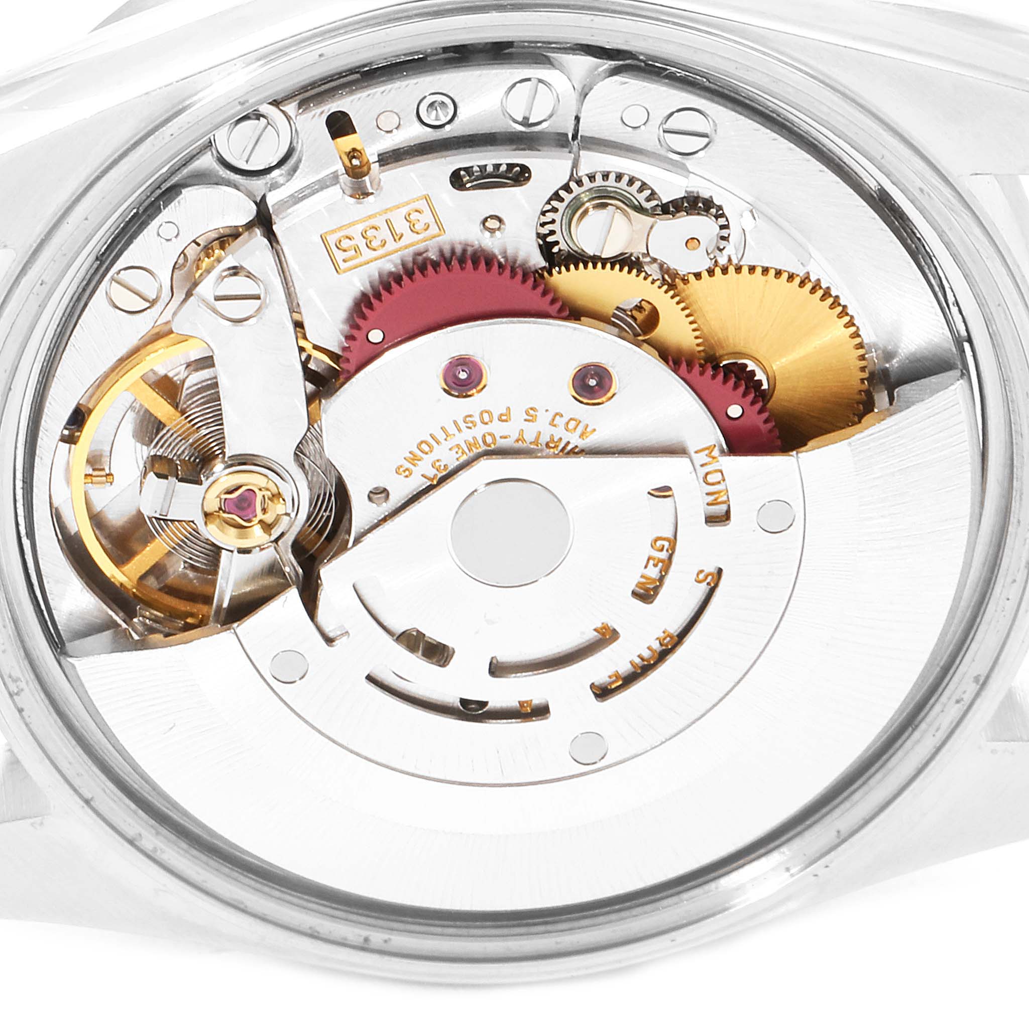 The image shows the internal mechanism (movement) of a Rolex Date 15210 Men's Stainless Steel White Dial 15210 Men's Stainless Steel White Dial model watch, viewed from the back.