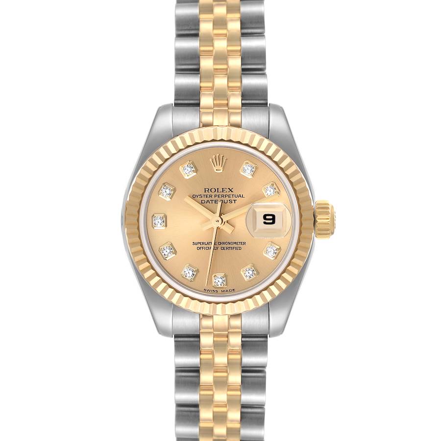 Rolex Datejust 26mm Steel Yellow Gold Diamond Dial Ladies Watch 179173 SwissWatchExpo