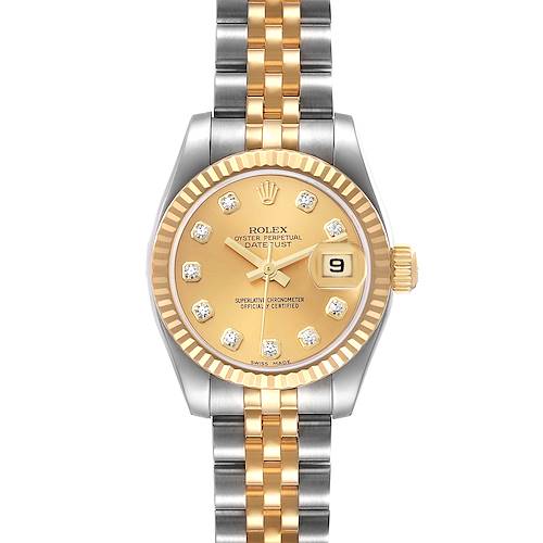 Photo of Rolex Datejust 26mm Steel Yellow Gold Diamond Dial Watch 179173 Box Papers