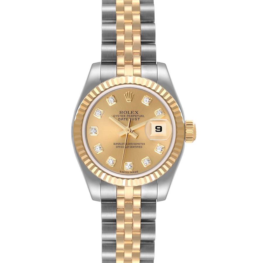 Rolex Datejust 26mm Steel Yellow Gold Diamond Dial Watch 179173 Box Papers SwissWatchExpo