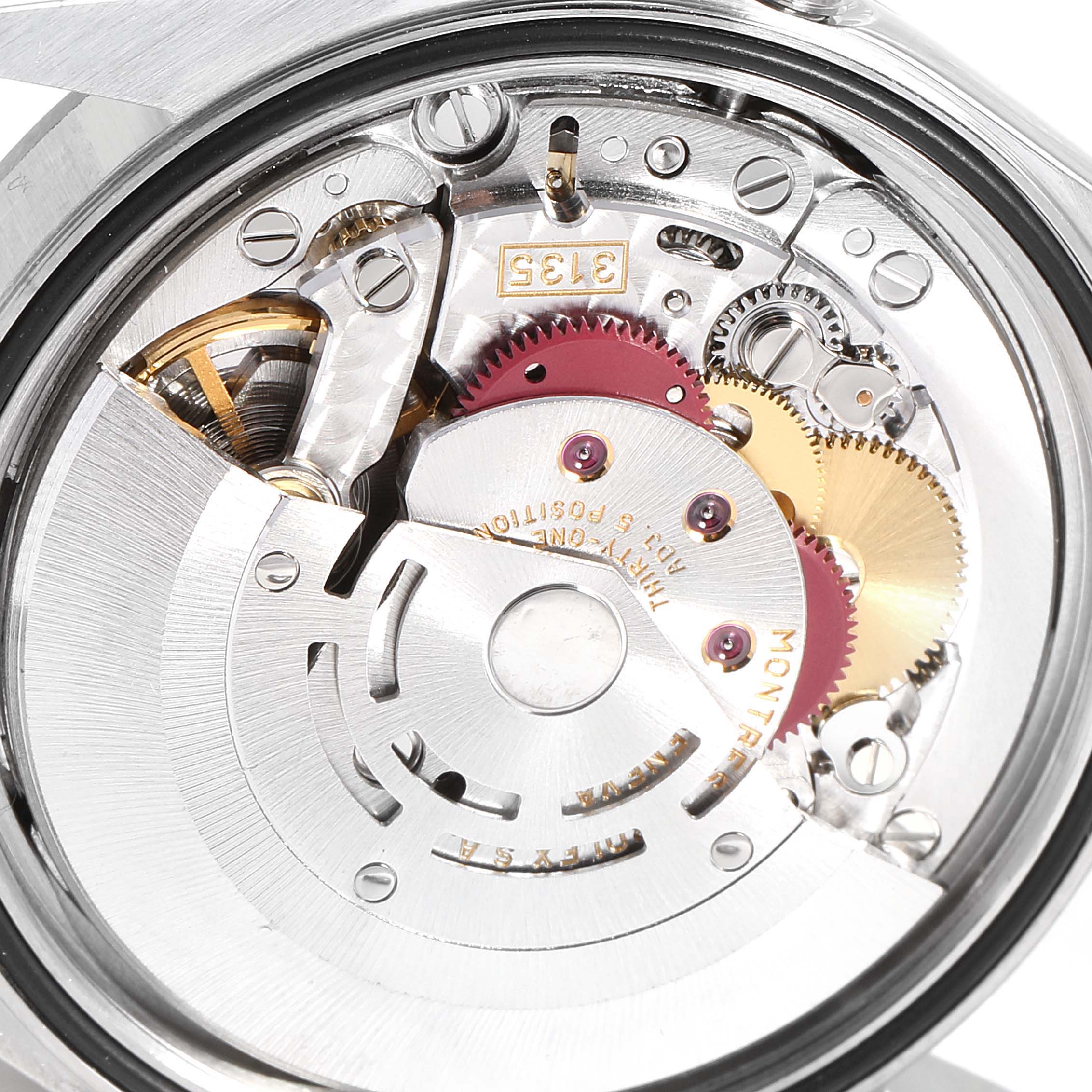 This image shows the internal mechanism of a Rolex Datejust 16234 Men's Stainless Steel White Dial 16234 Men's Stainless Steel White Dial watch, viewed from the back, revealing gears and the movement.