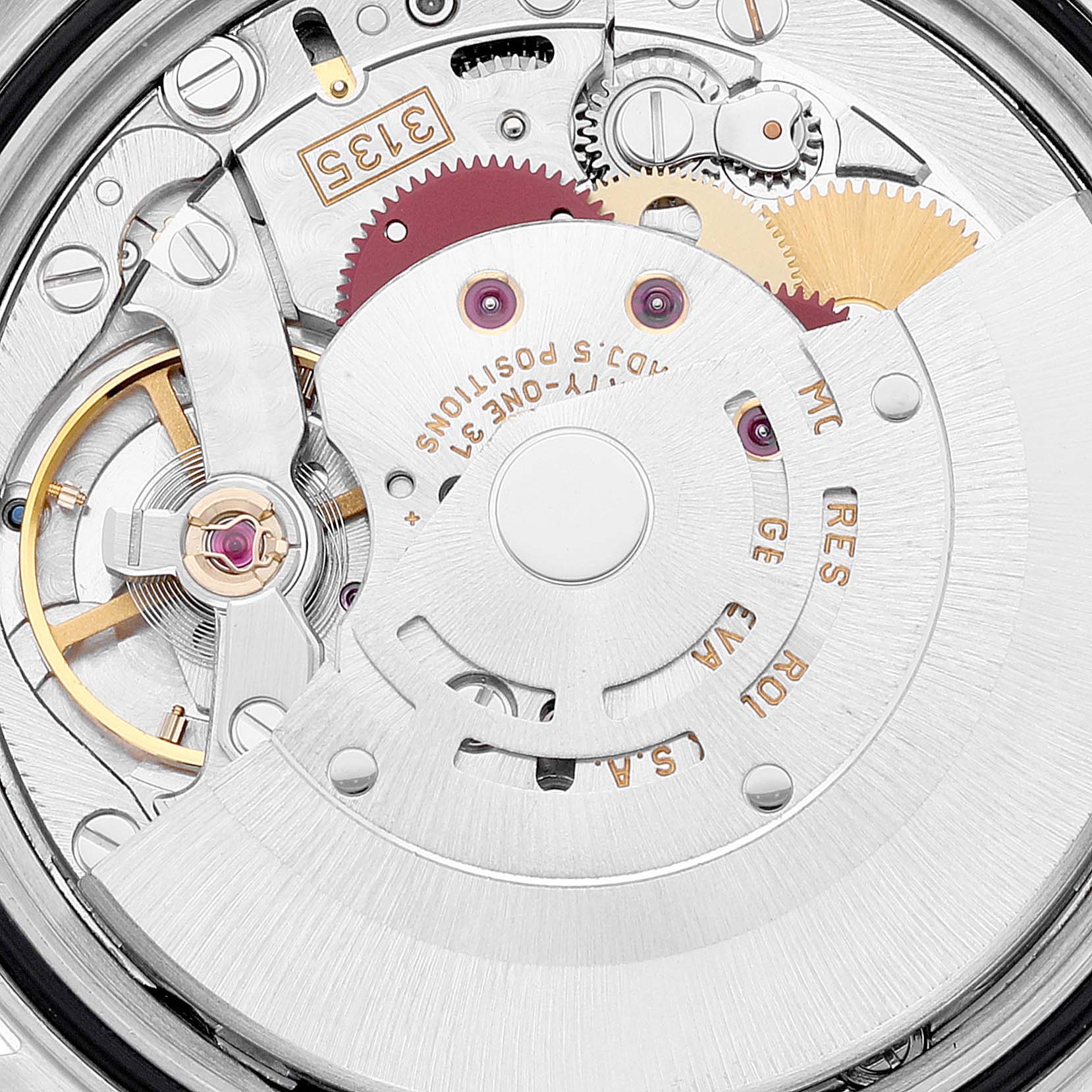 This image shows the internal movement mechanism of a Rolex Datejust 16220 Men's Stainless Steel Blue Dial 16220 Men's Stainless Steel Blue Dial watch, viewed from the back.