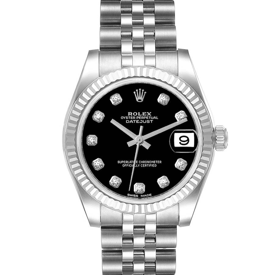 Rolex Datejust Midsize Steel White Gold Diamond Dial Watch 178274 Box Card SwissWatchExpo