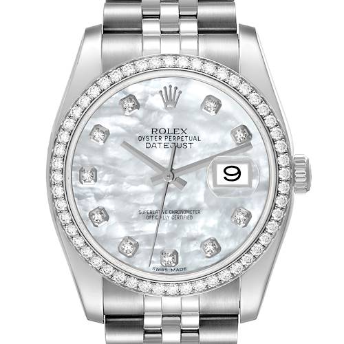 Photo of Rolex Datejust Mother of Pearl Diamond Steel Mens Watch 116244