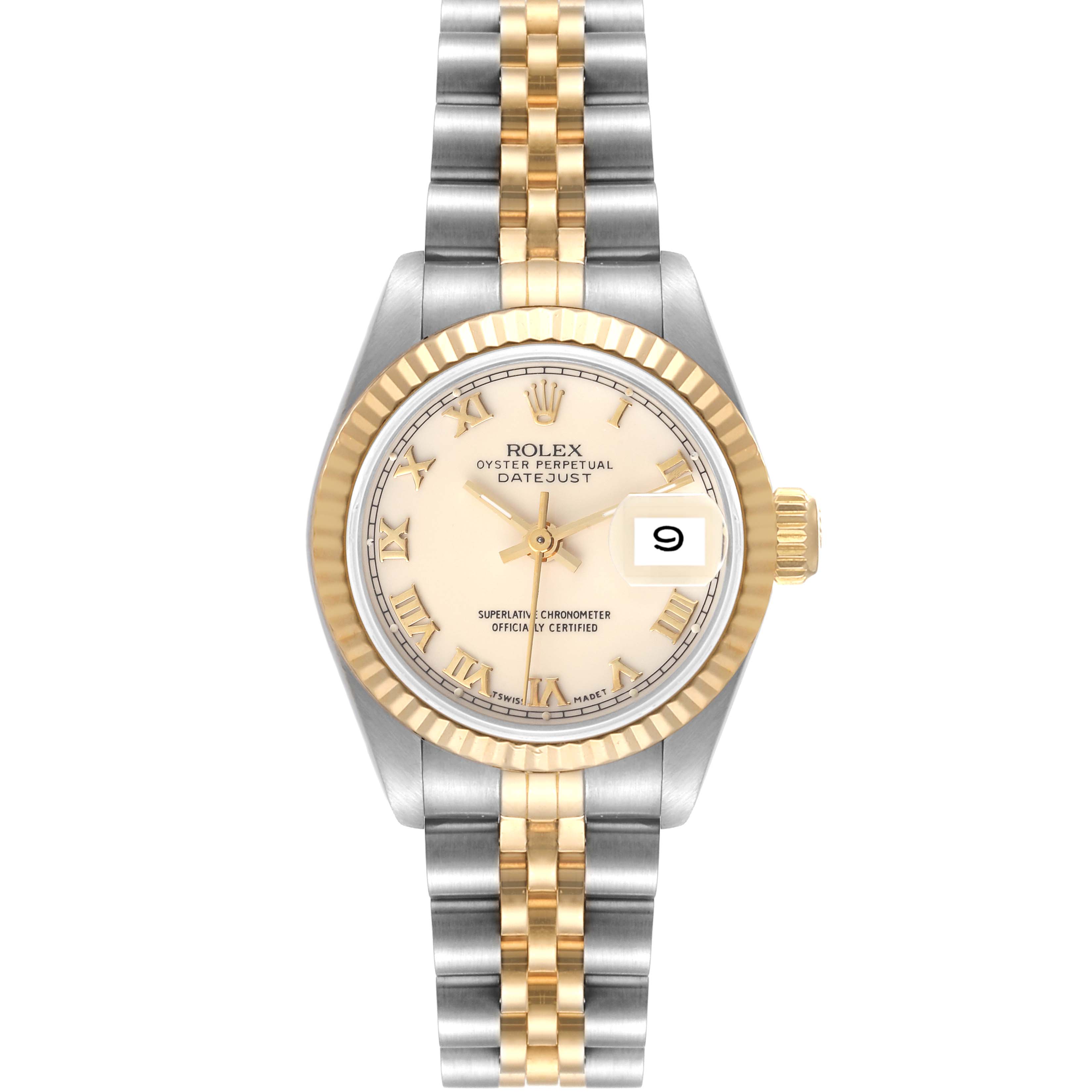 Rolex Datejust Steel Yellow Gold Ivory Roman Dial Ladies Watch 69173 ...