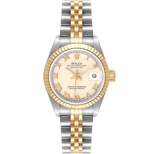 Photo of Rolex Datejust Steel Yellow Gold Ivory Roman Dial Ladies Watch 69173
