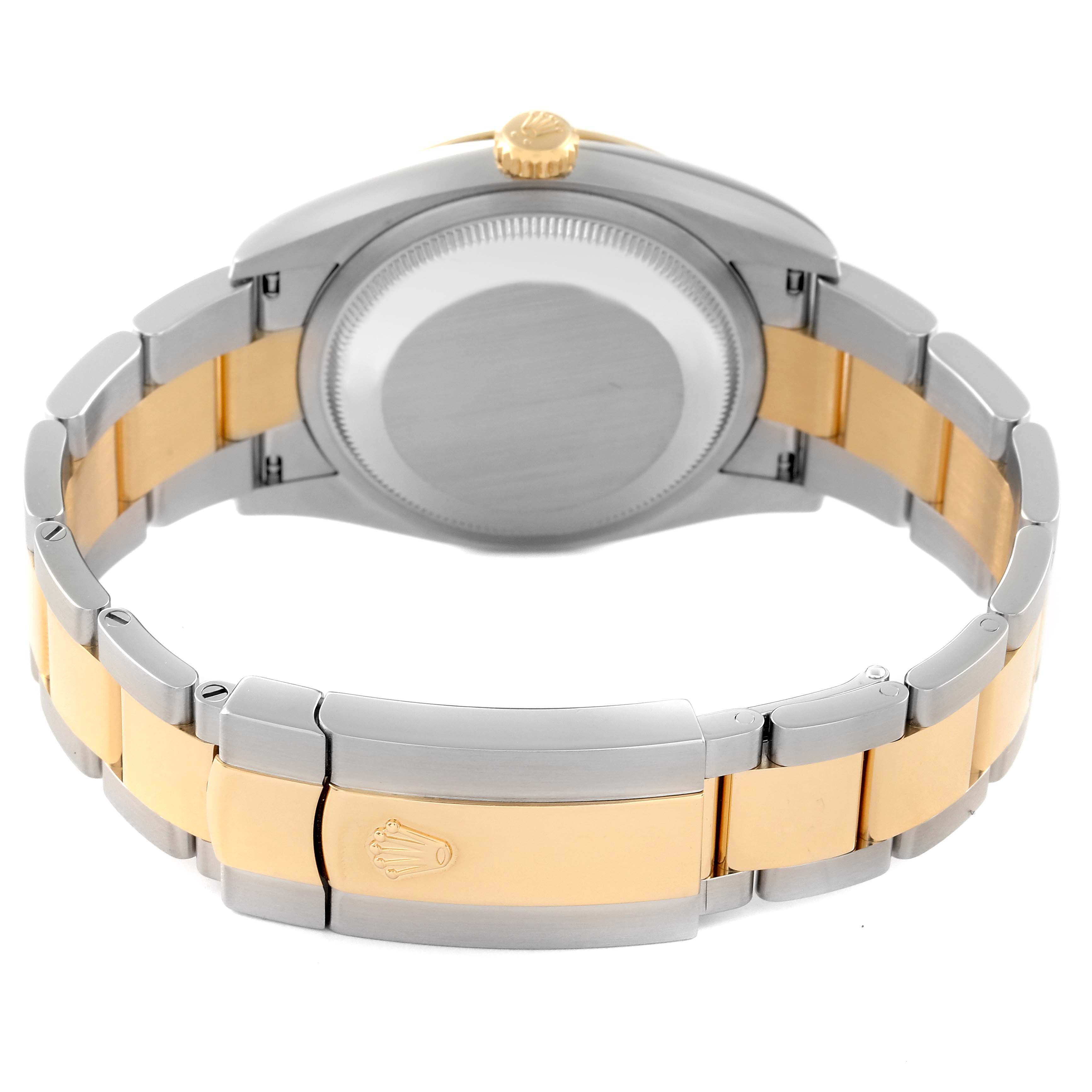 This image shows the back view of a Rolex Datejust 126233 Men's Steel and Gold (two tone) Mother of Pearl Dial 126233 Men's Steel and Gold (two tone) Mother of Pearl Dial watch, highlighting its bracelet and case.