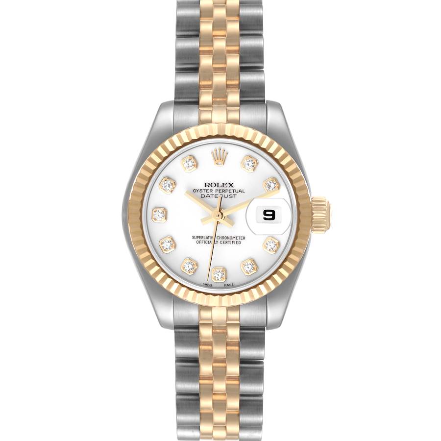 Rolex Datejust Steel Yellow Gold White Diamond Dial Ladies Watch 179173 SwissWatchExpo
