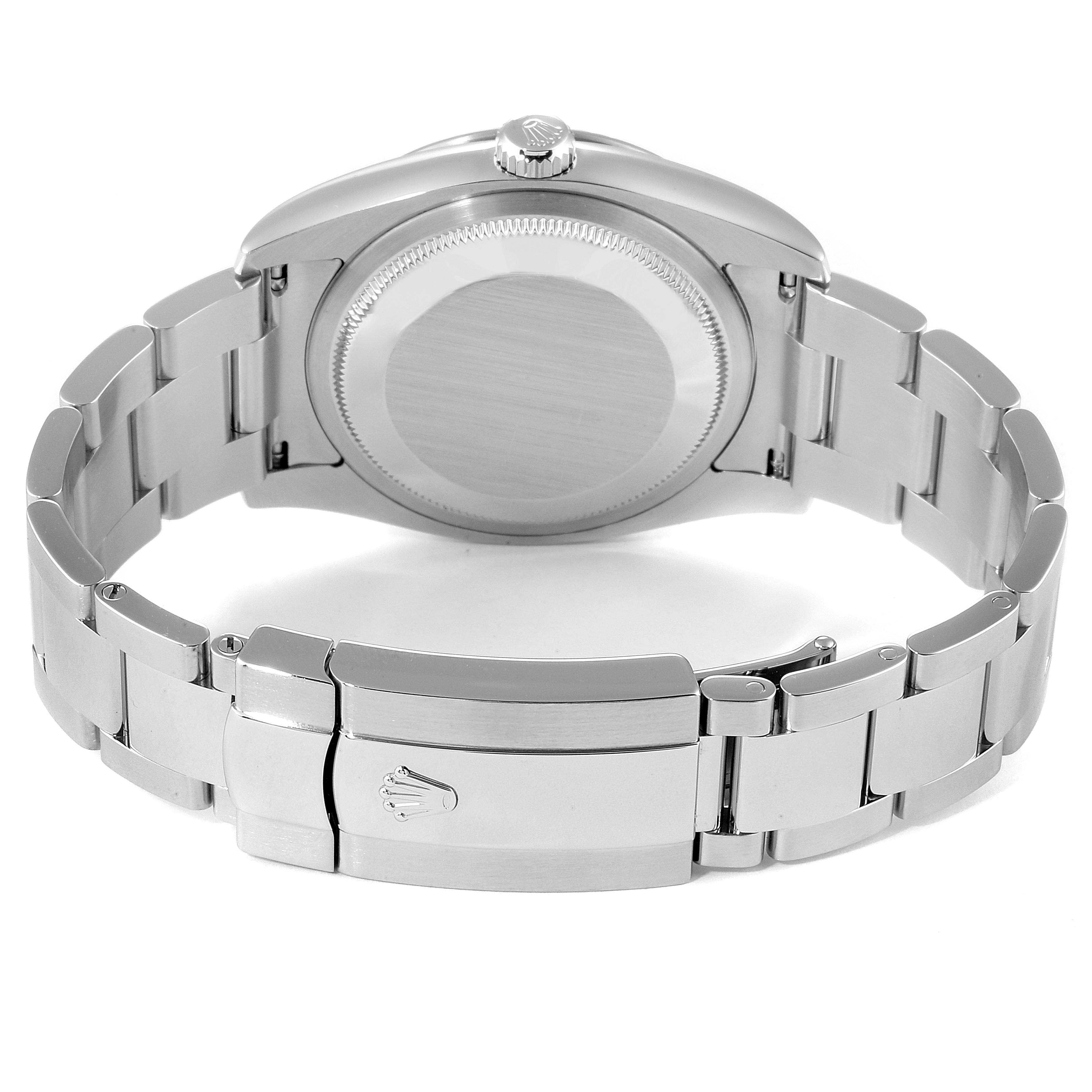 This image shows the back view of a Rolex Turn-o-Graph 116264 Men
s Stainless Steel Black Dial 116264 Men
s Stainless Steel Black Dial watch, including the case back, bracelet, and clasp.