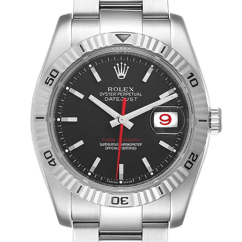 Rolex Datejust Turnograph 36mm Red Hand Steel Mens Watch 116264 SwissWatchExpo