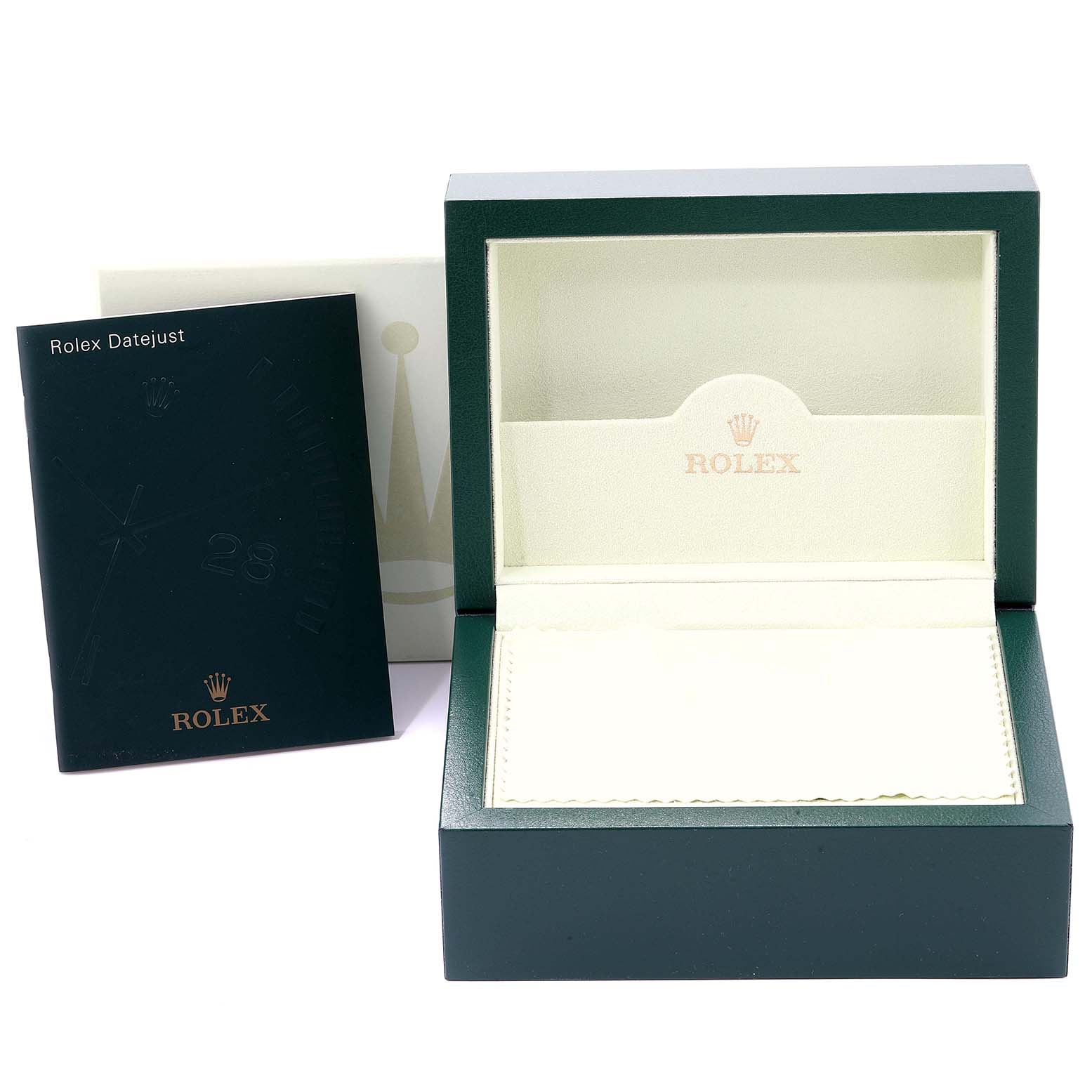 The image shows the open box and paperwork for a Rolex Turn-o-Graph 116264 Men
s Stainless Steel Black Dial 116264 Men
s Stainless Steel Black Dial watch.