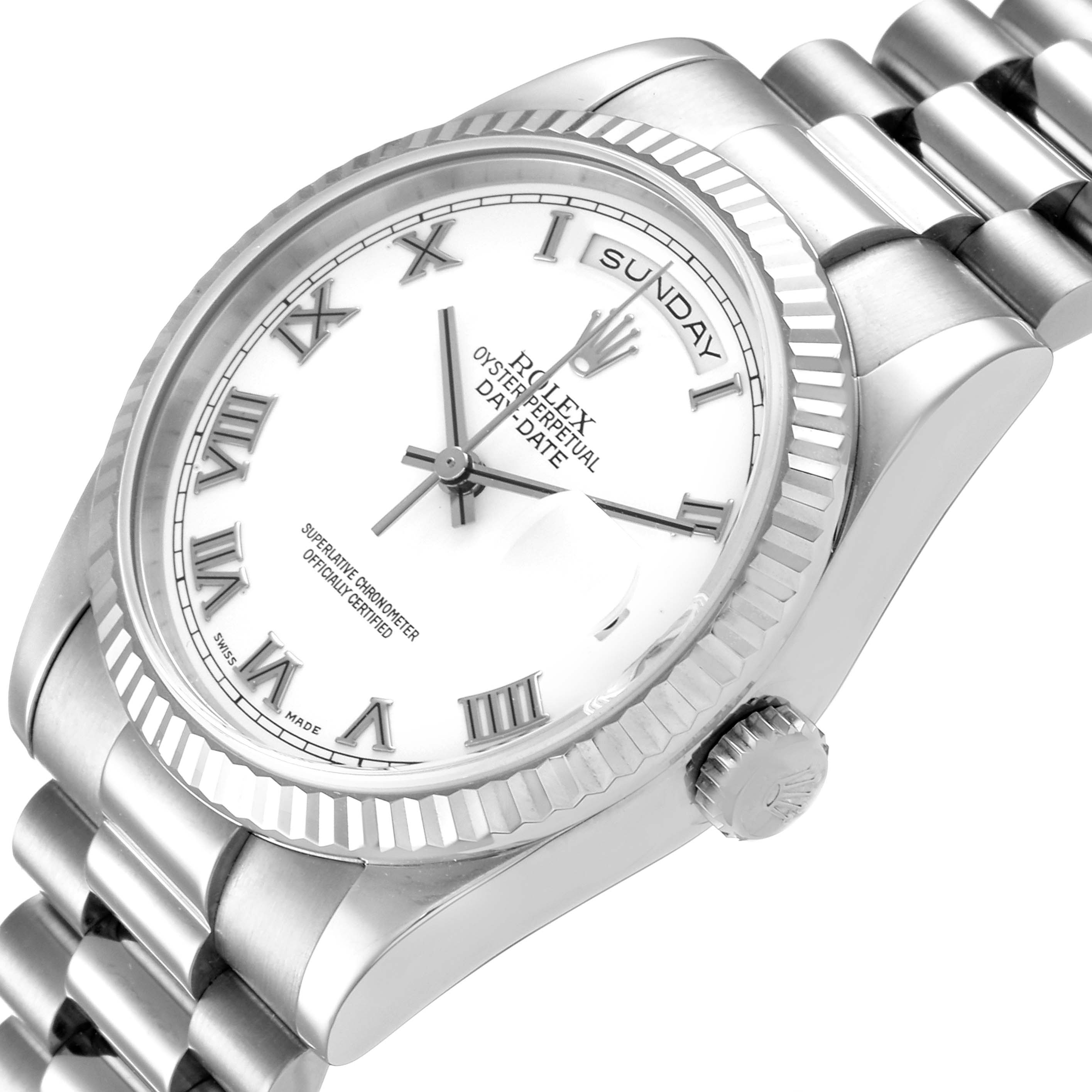 Rolex Day Date 36mm President White Gold White Dial Mens Watch 118239 ...