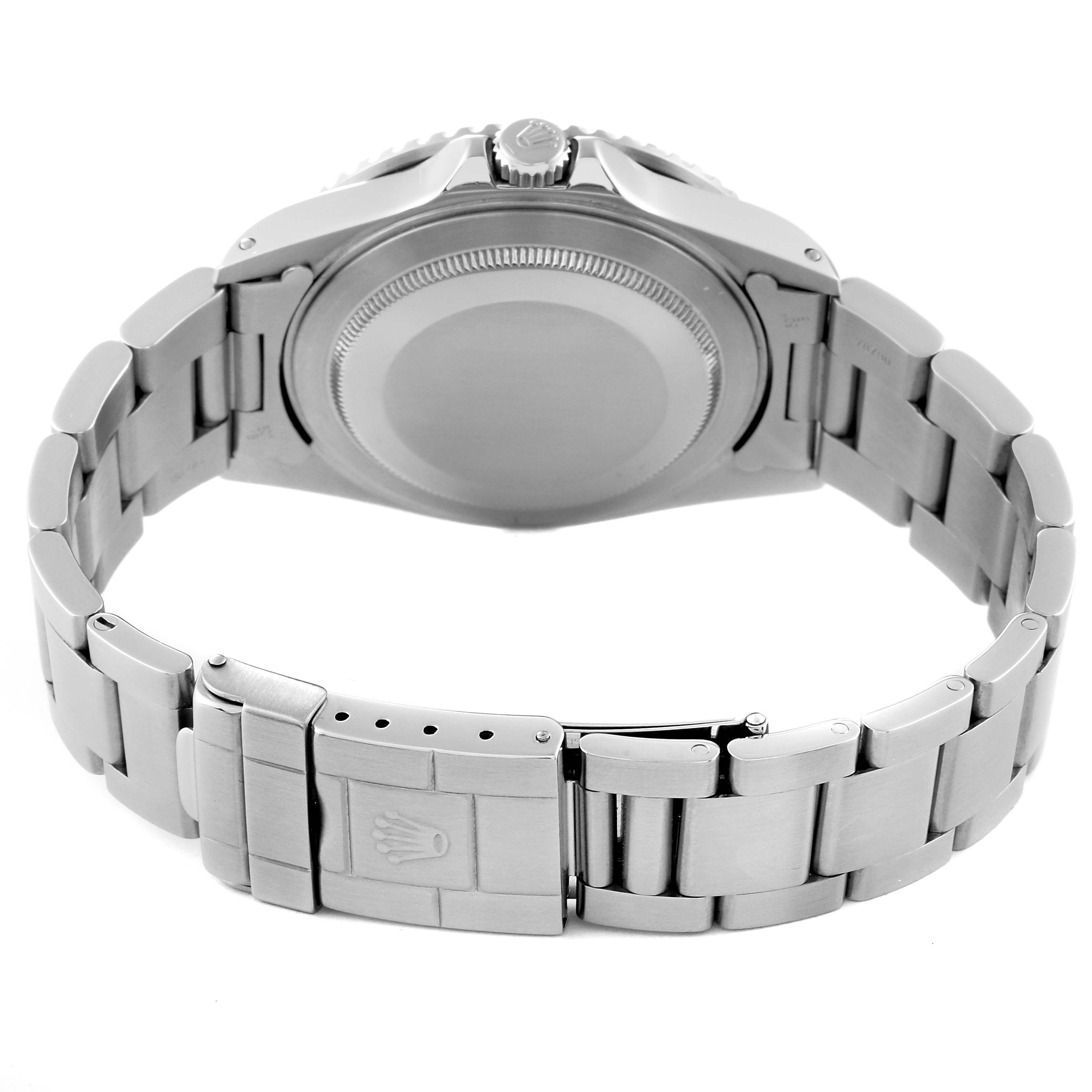 The image shows the back and clasp of a Rolex GMT-Master 16710 Men's Stainless Steel Black Dial 16710 Men's Stainless Steel Black Dial watch.