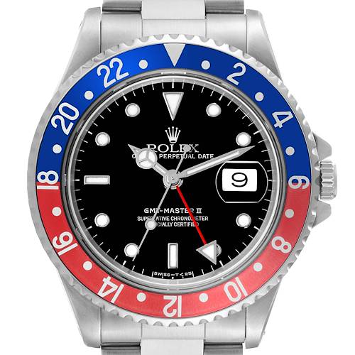 Photo of Rolex GMT Master II Blue Red Pepsi Bezel Steel Mens Watch 16710
